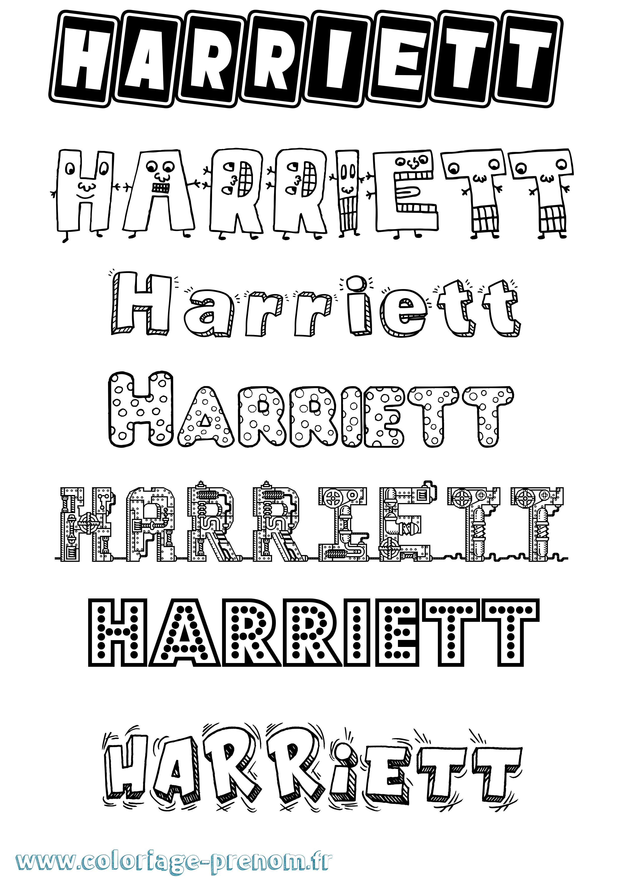 Coloriage Harriett Fun Coloriage prénom Harriett Fun