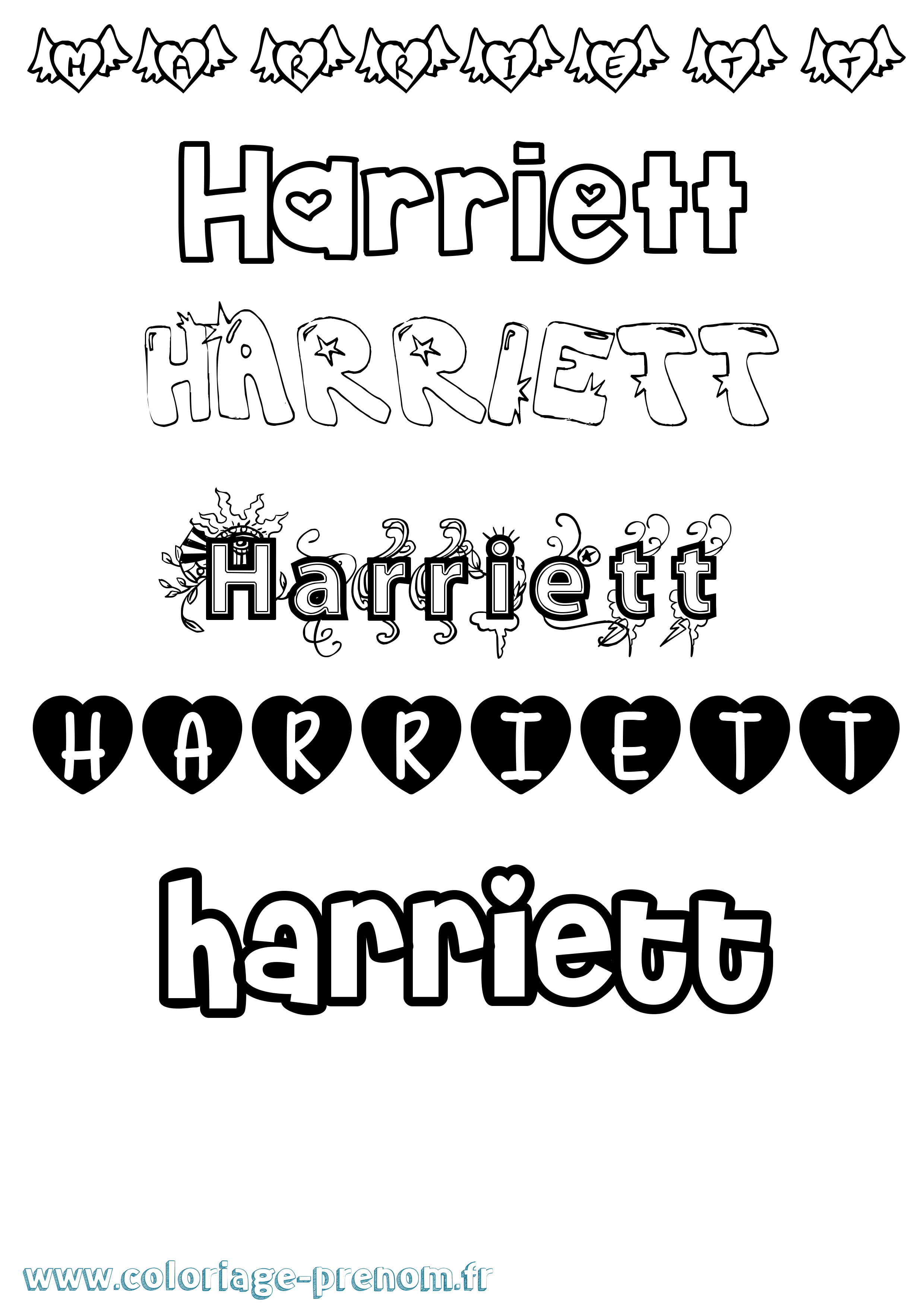 Coloriage Harriett Girly Coloriage prénom Harriett Girly
