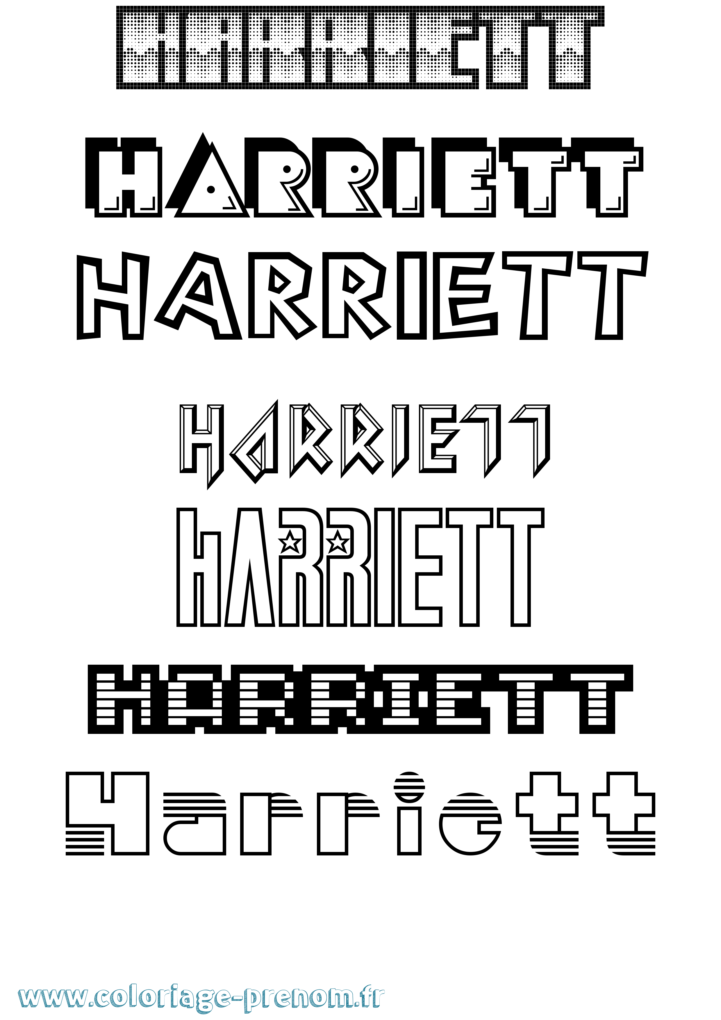 Coloriage Harriett Jeux Vidéos Coloriage prénom Harriett Jeux Vidéos