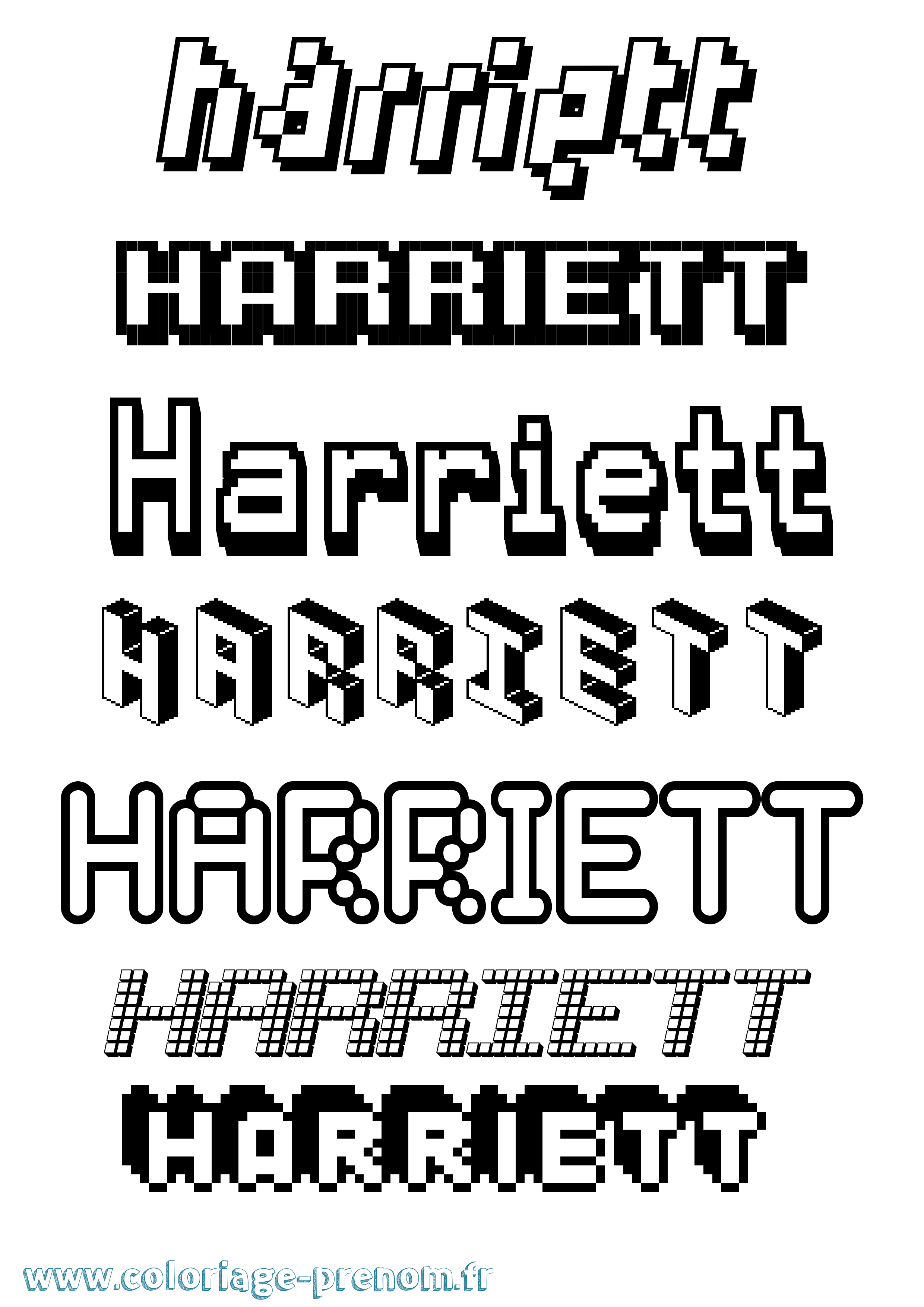 Coloriage Harriett Pixel Coloriage prénom Harriett Pixel