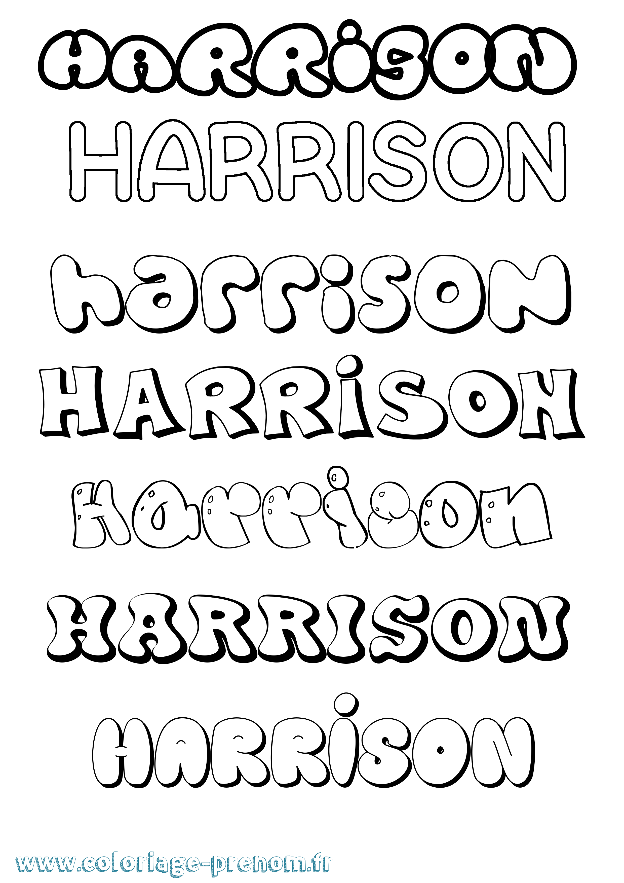 Coloriage Harrison Bubble Coloriage prénom Harrison Bubble