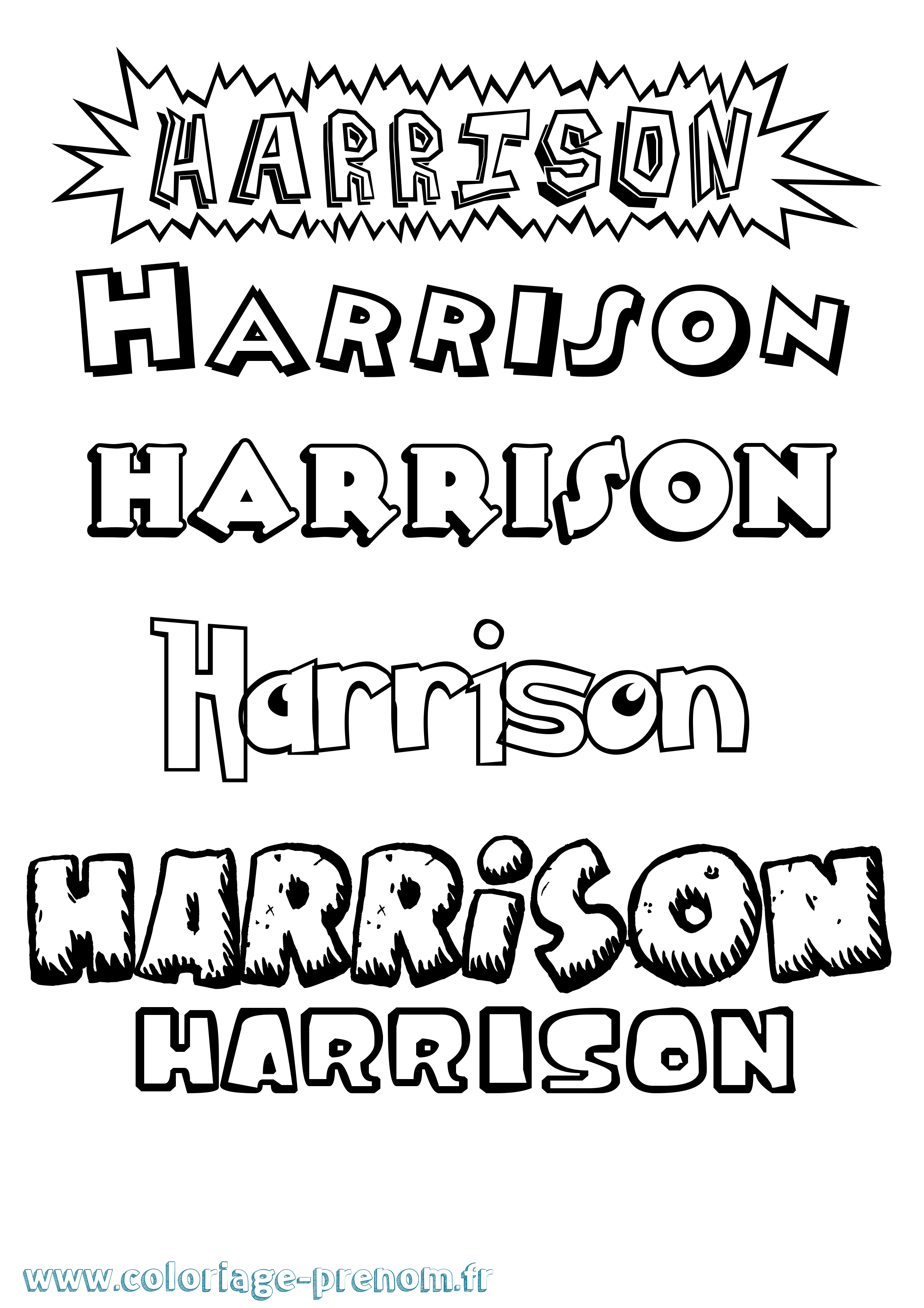 Coloriage Harrison Dessin Animé Coloriage prénom Harrison Dessin Animé