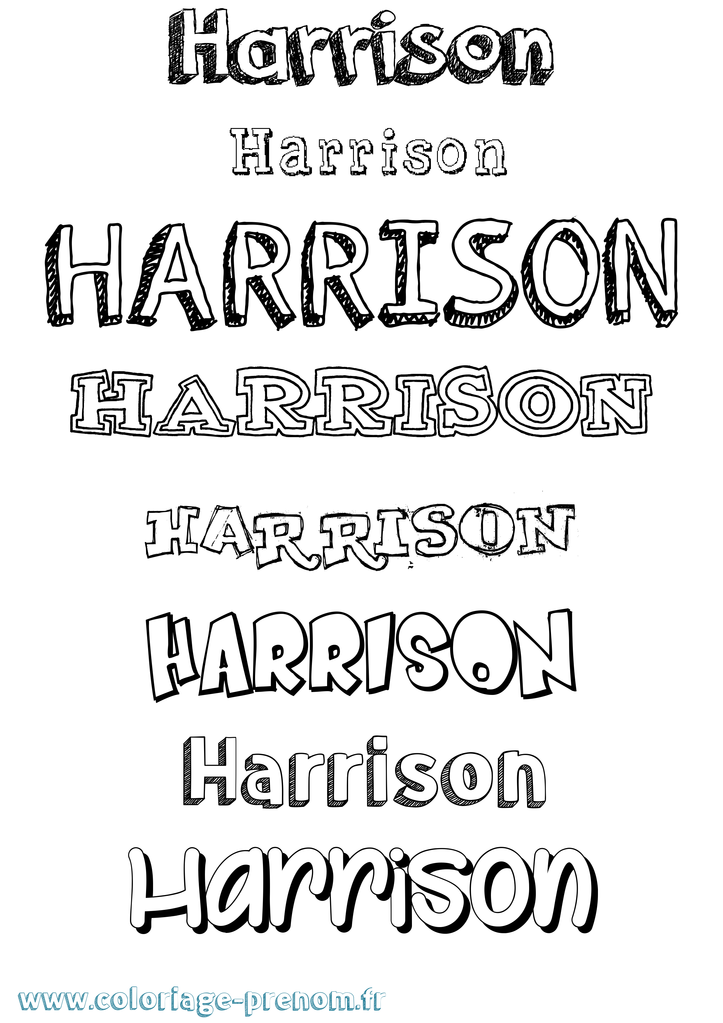 Coloriage Harrison Dessiné Coloriage prénom Harrison Dessiné