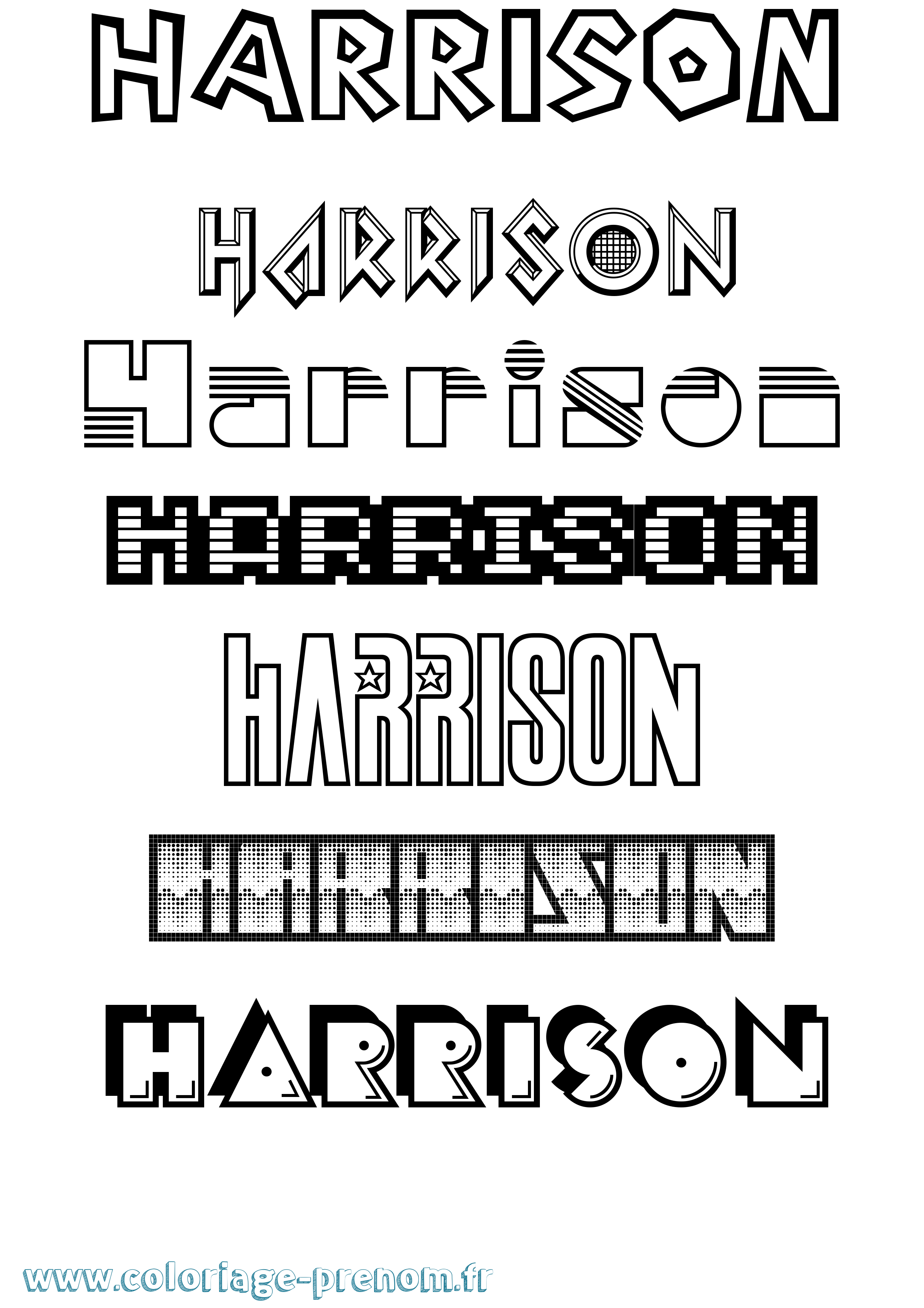 Coloriage Harrison Jeux Vidéos Coloriage prénom Harrison Jeux Vidéos