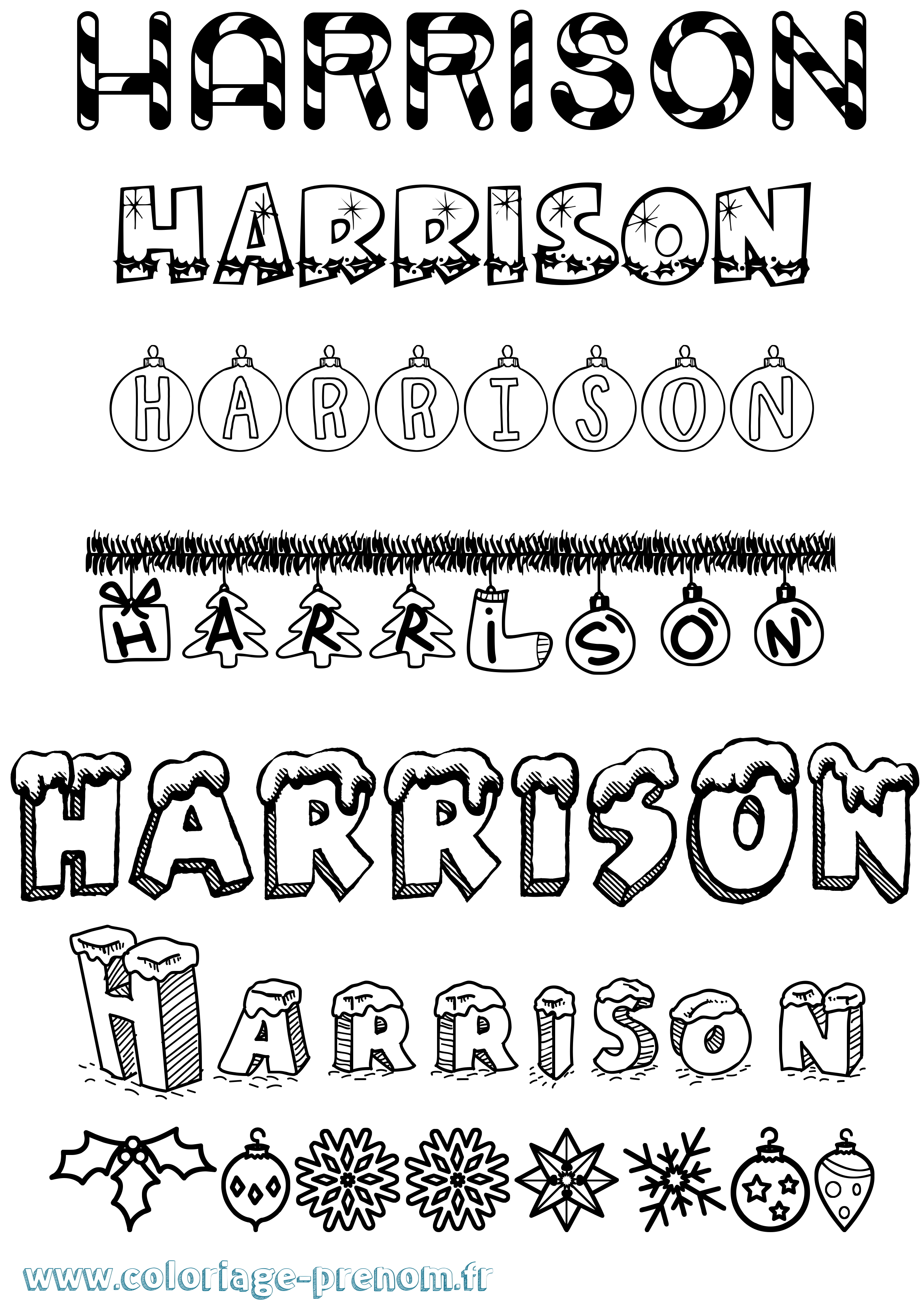 Coloriage Harrison Noël Coloriage prénom Harrison Noël