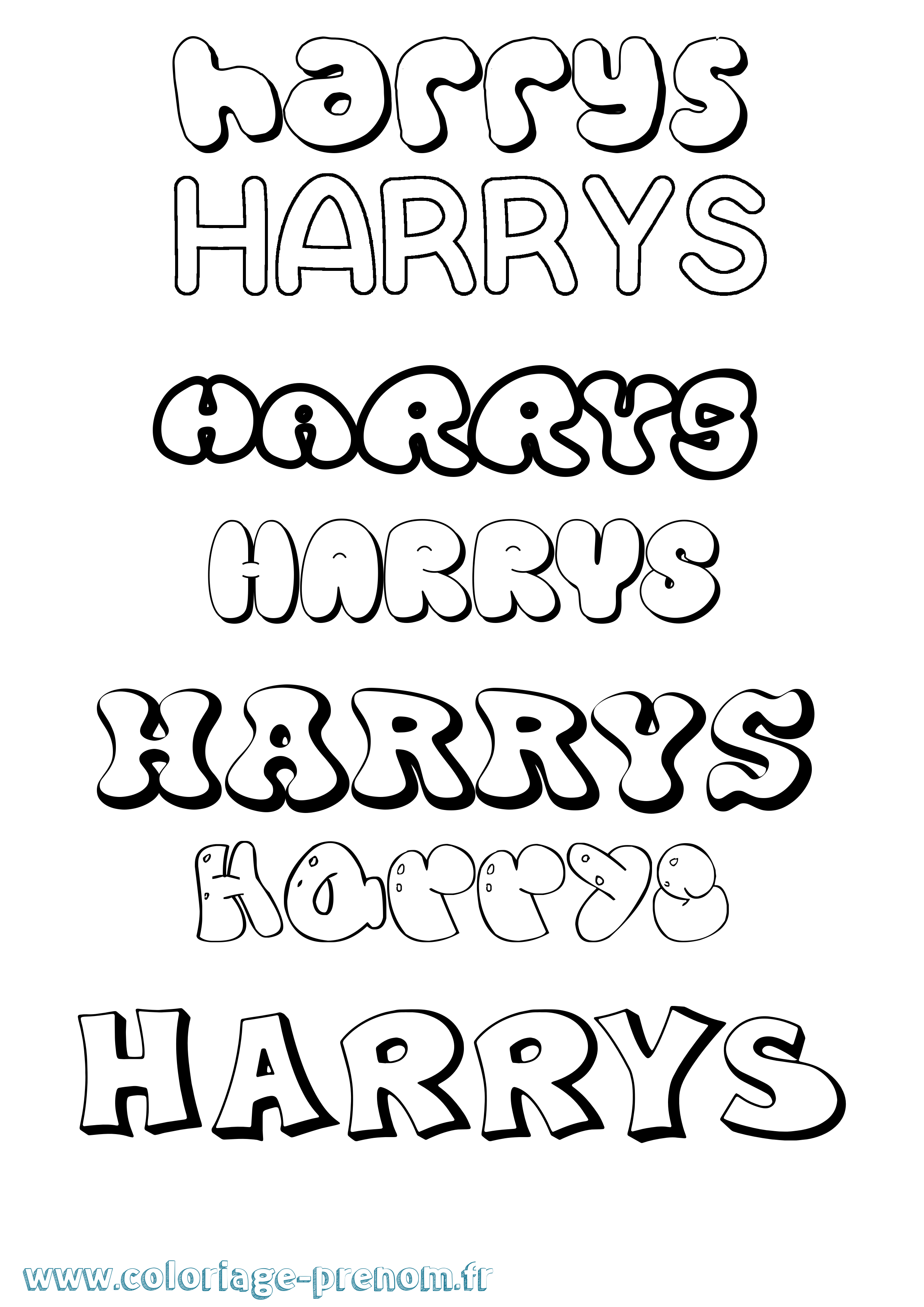 Coloriage Harrys Bubble Coloriage prénom Harrys Bubble