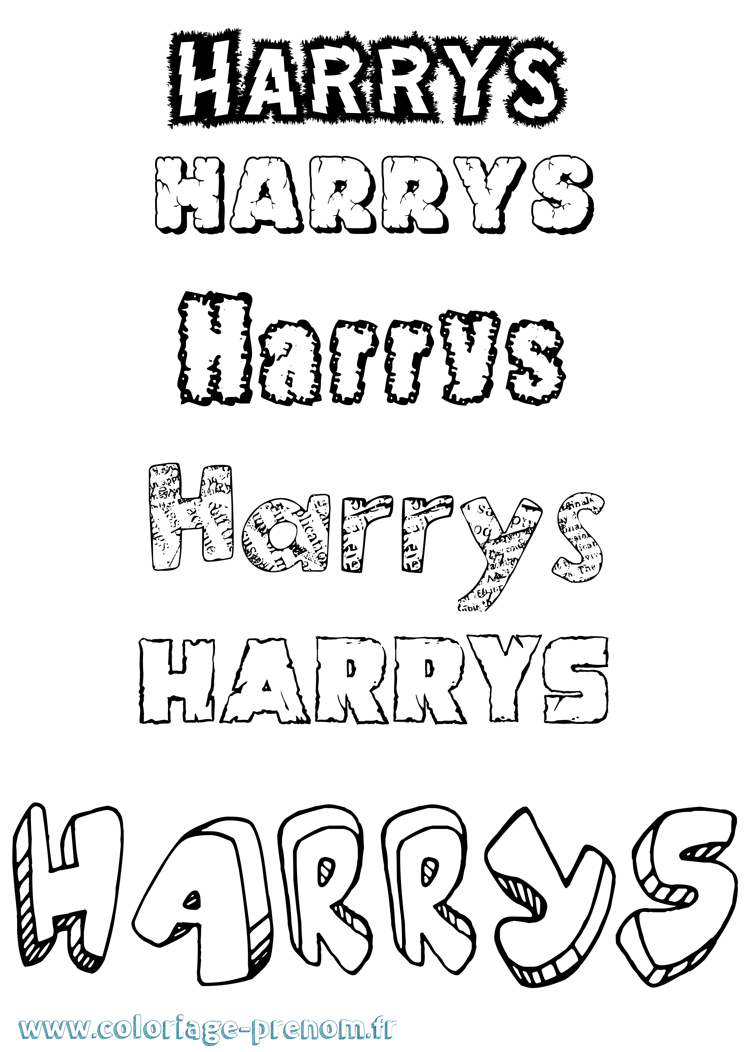 Coloriage Harrys Destructuré Coloriage prénom Harrys Destructuré