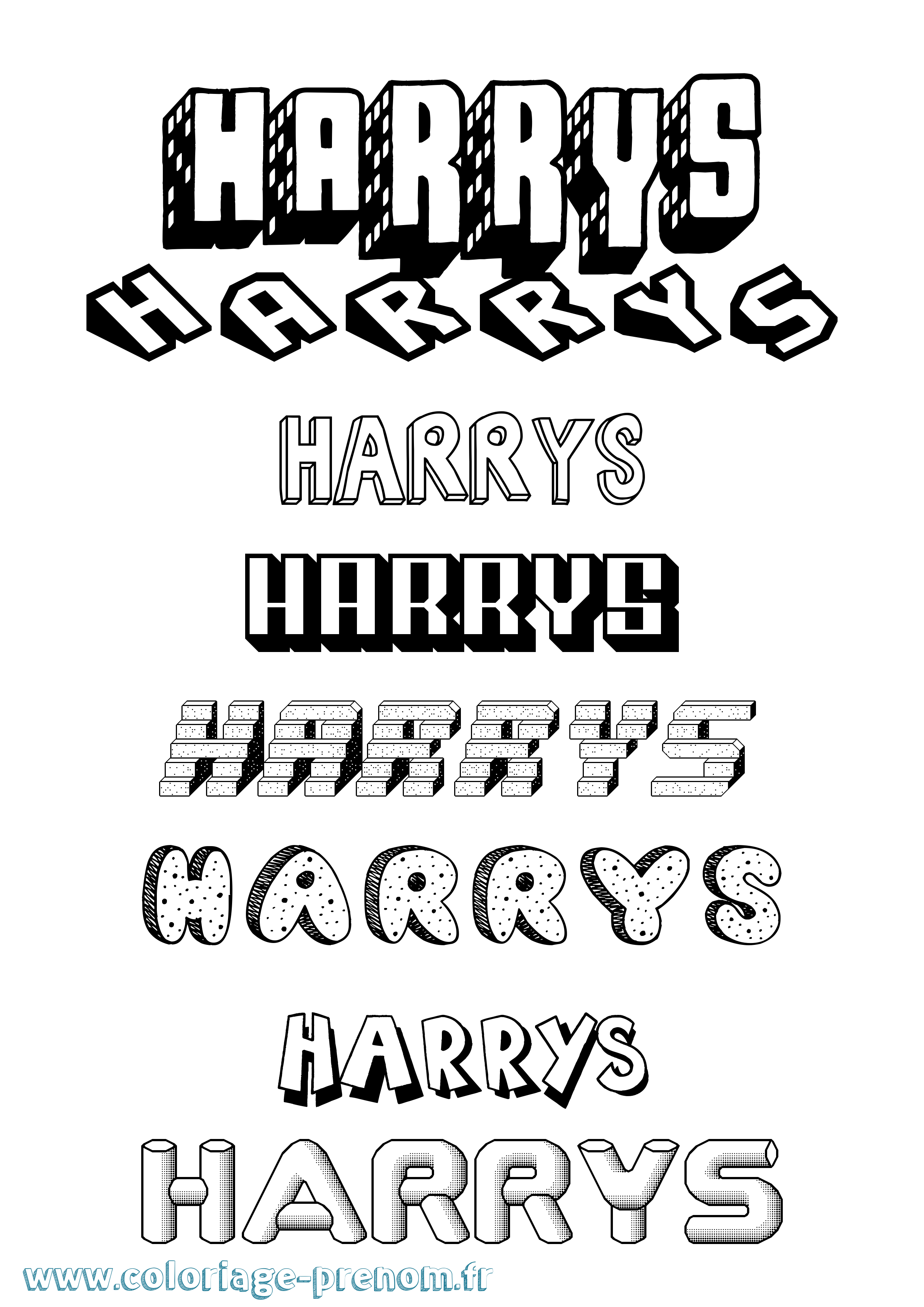 Coloriage Harrys Effet 3D Coloriage prénom Harrys Effet 3D