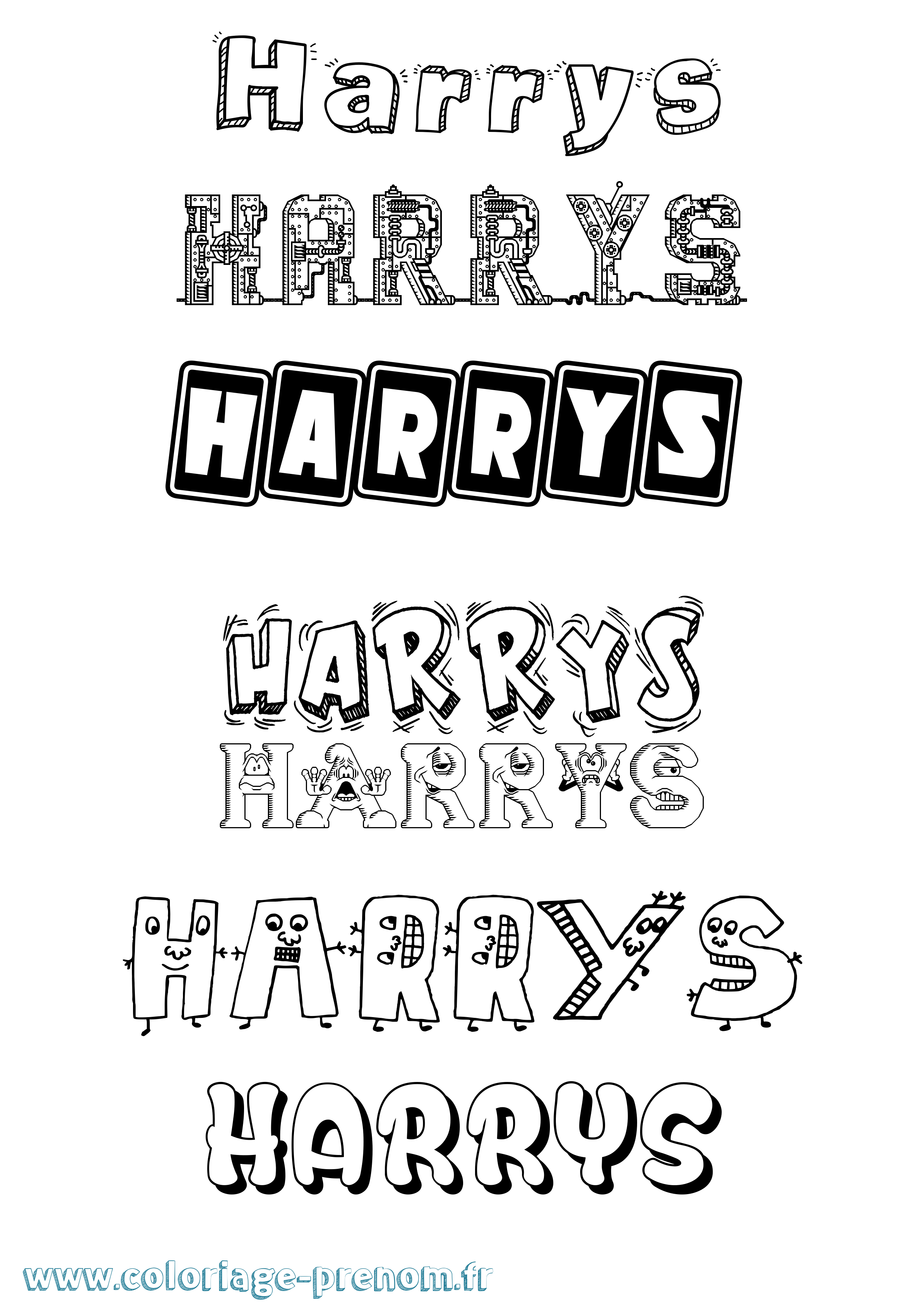 Coloriage Harrys Fun Coloriage prénom Harrys Fun