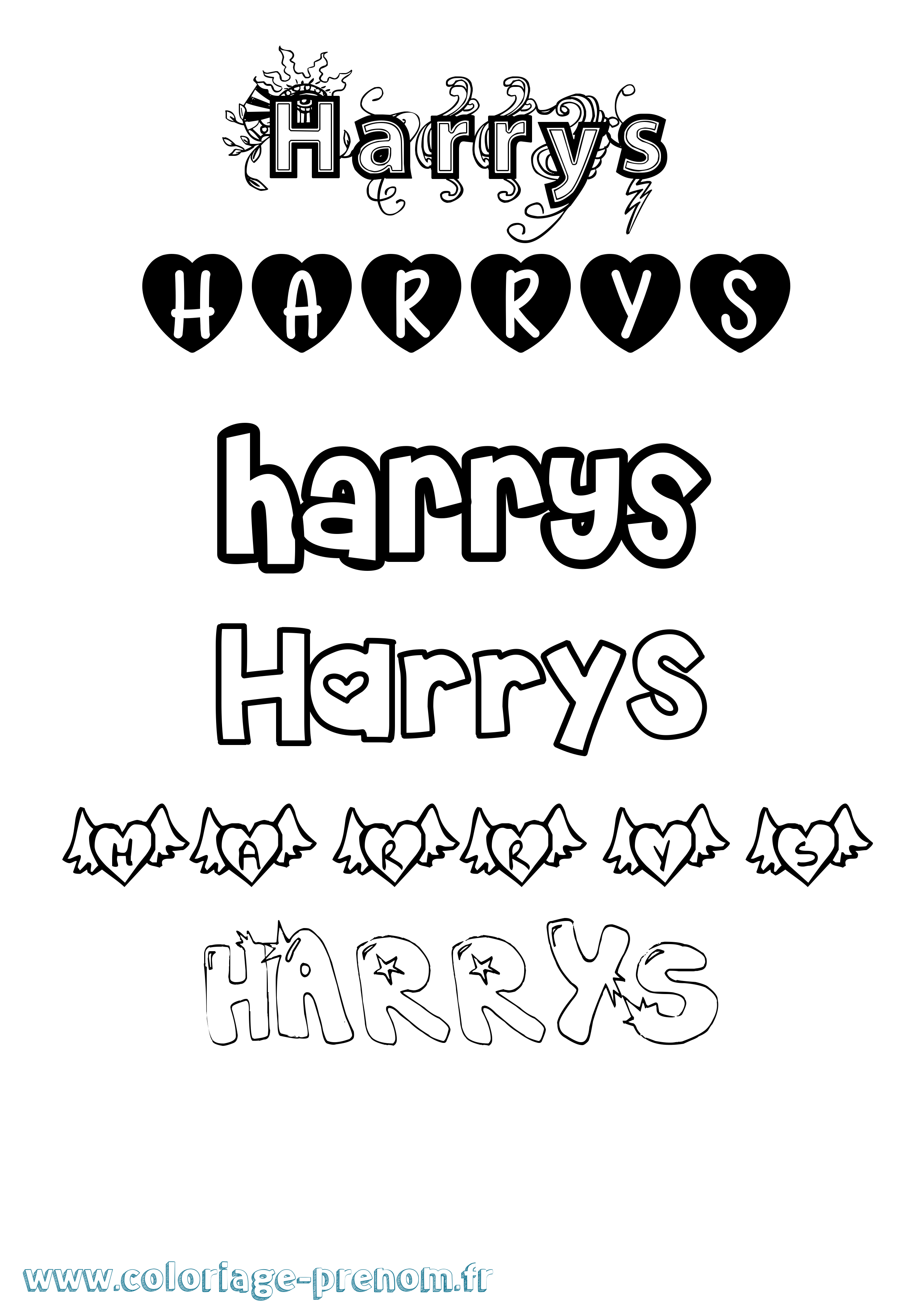 Coloriage Harrys Girly Coloriage prénom Harrys Girly