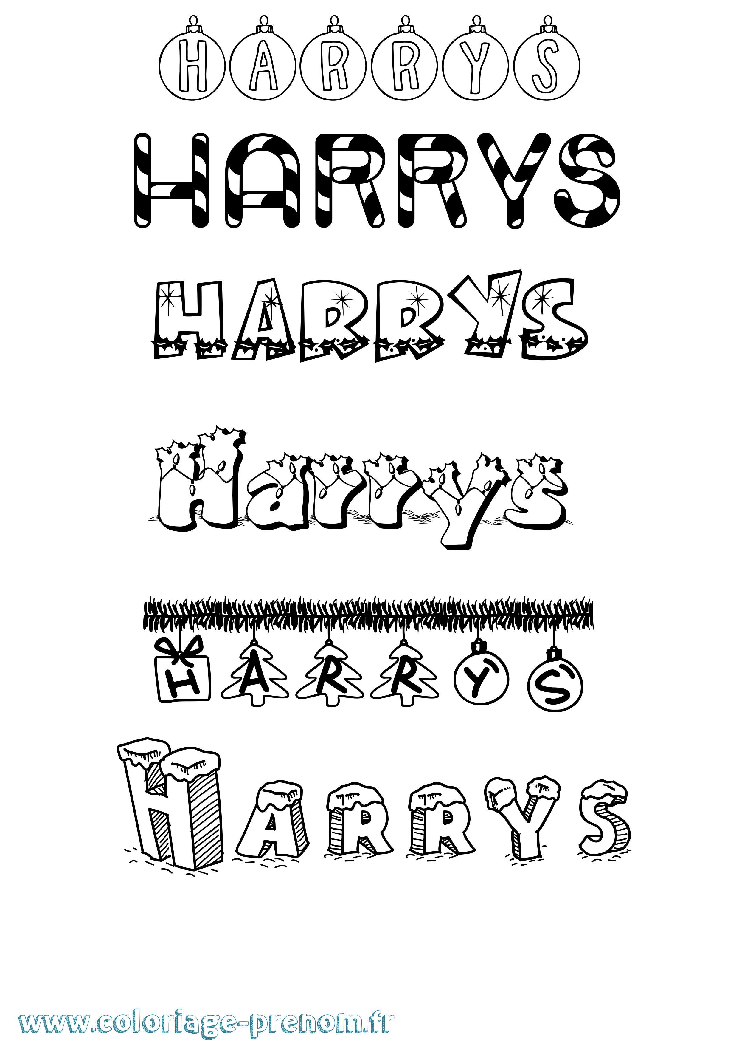 Coloriage Harrys Noël Coloriage prénom Harrys Noël