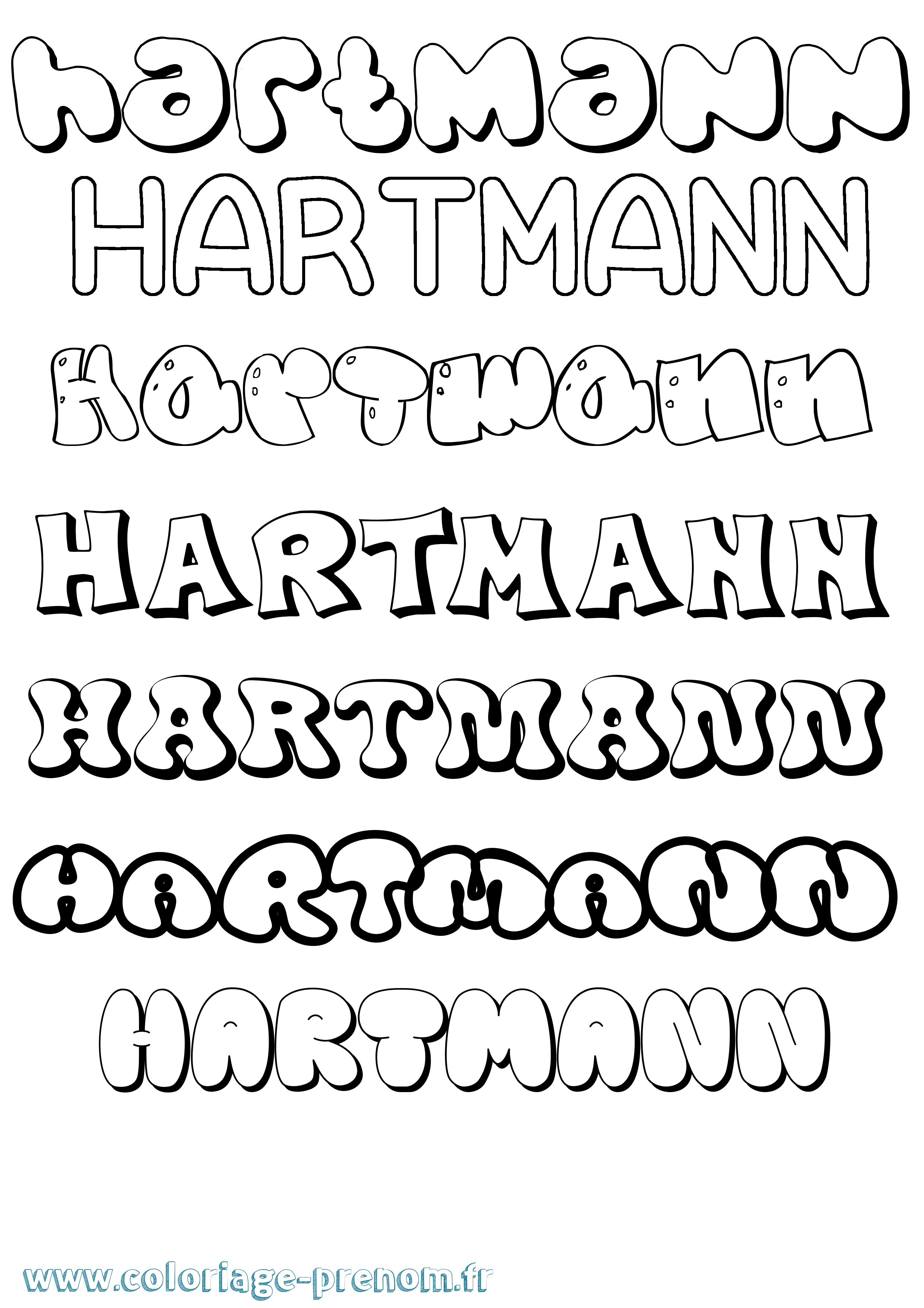 Coloriage Hartmann Bubble Coloriage prénom Hartmann Bubble