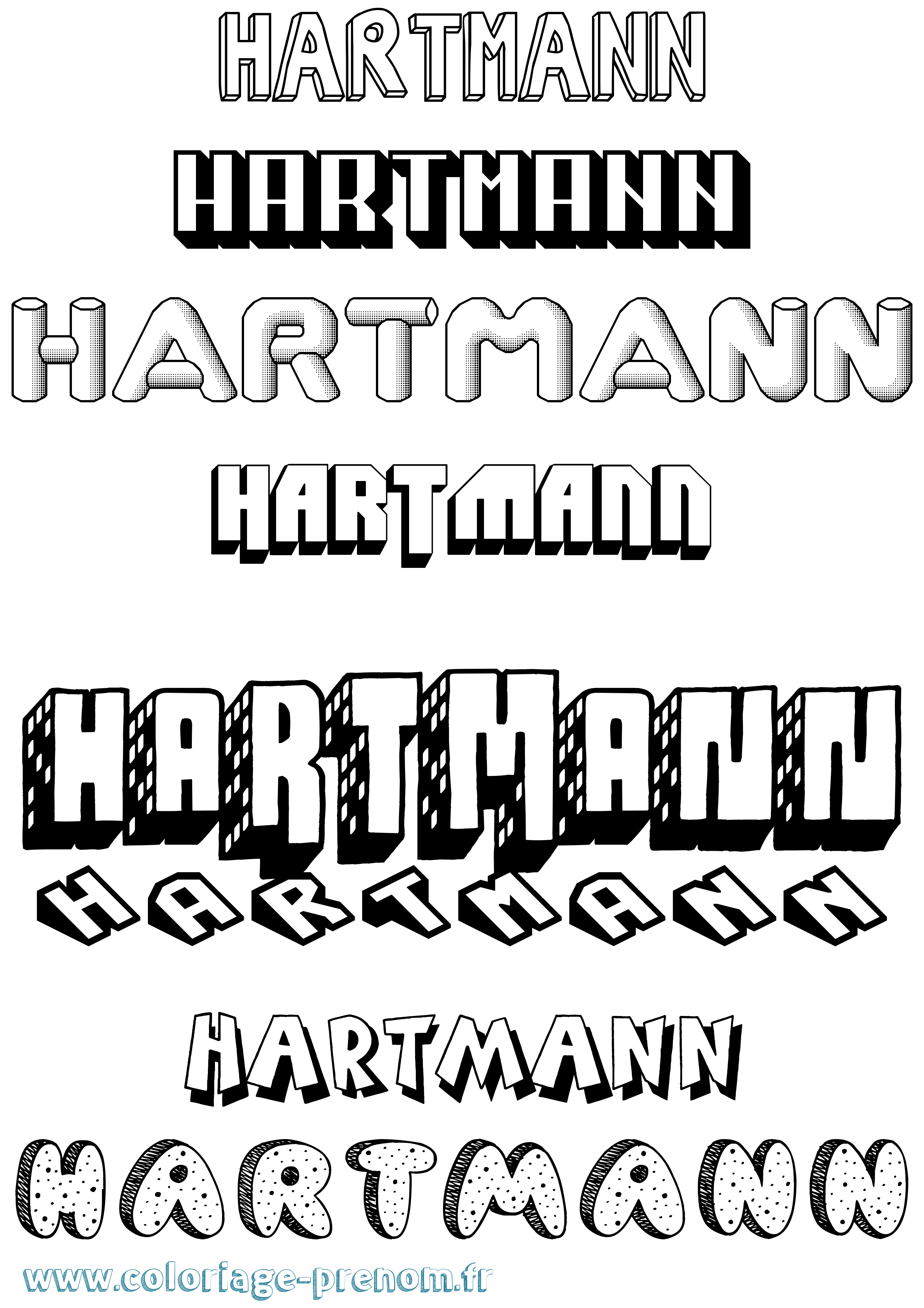 Coloriage Hartmann Effet 3D Coloriage prénom Hartmann Effet 3D