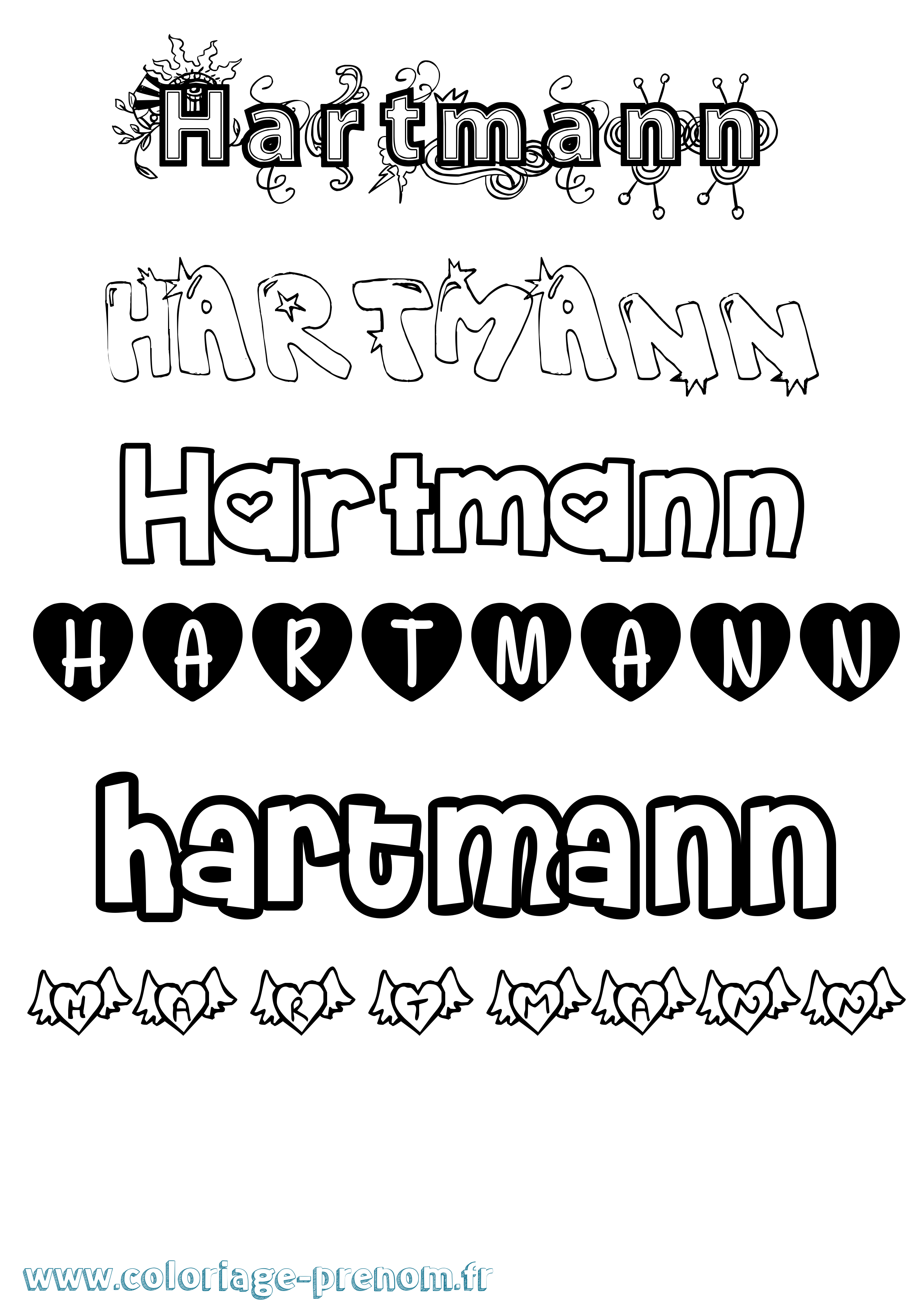 Coloriage Hartmann Girly Coloriage prénom Hartmann Girly