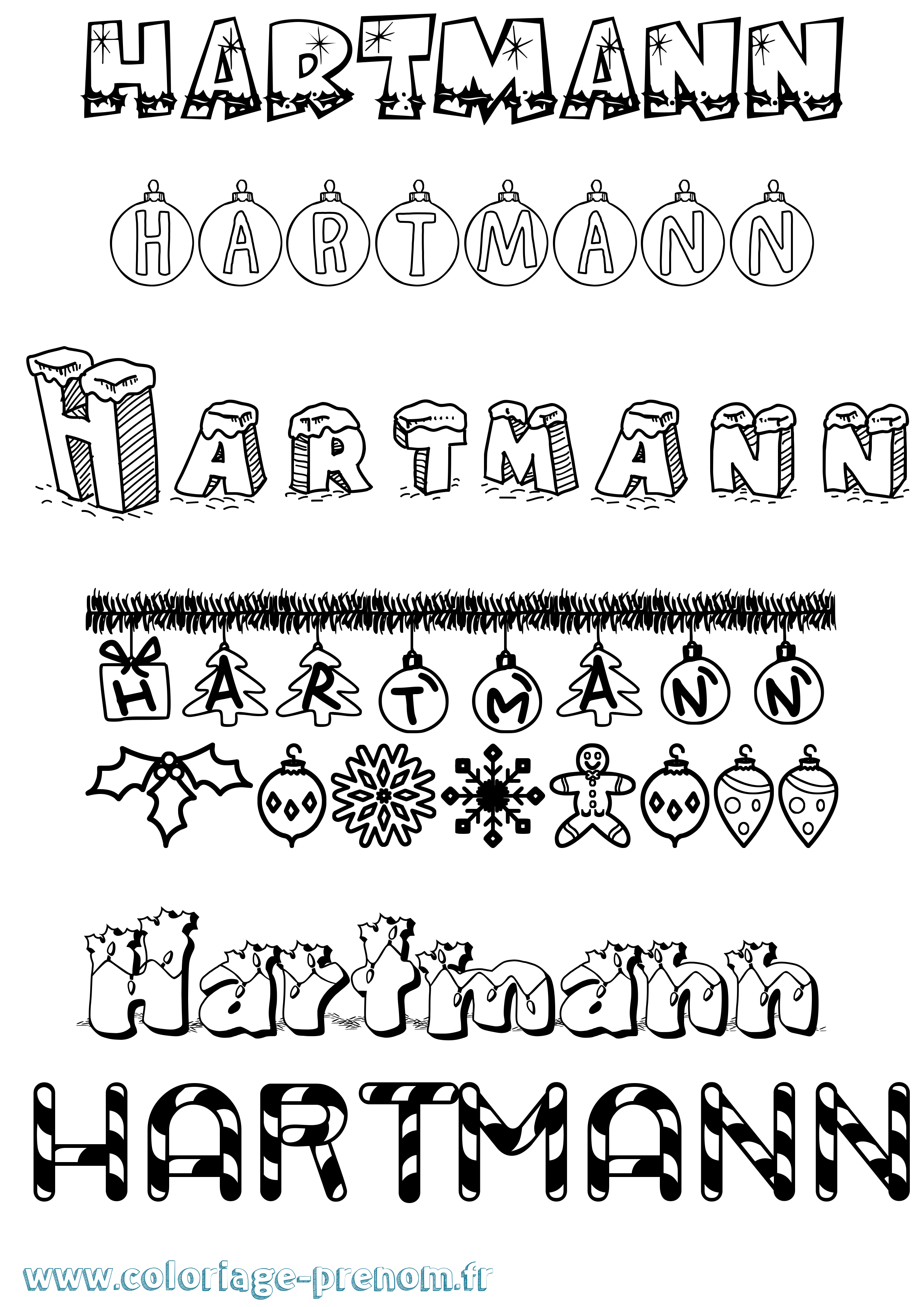 Coloriage Hartmann Noël Coloriage prénom Hartmann Noël
