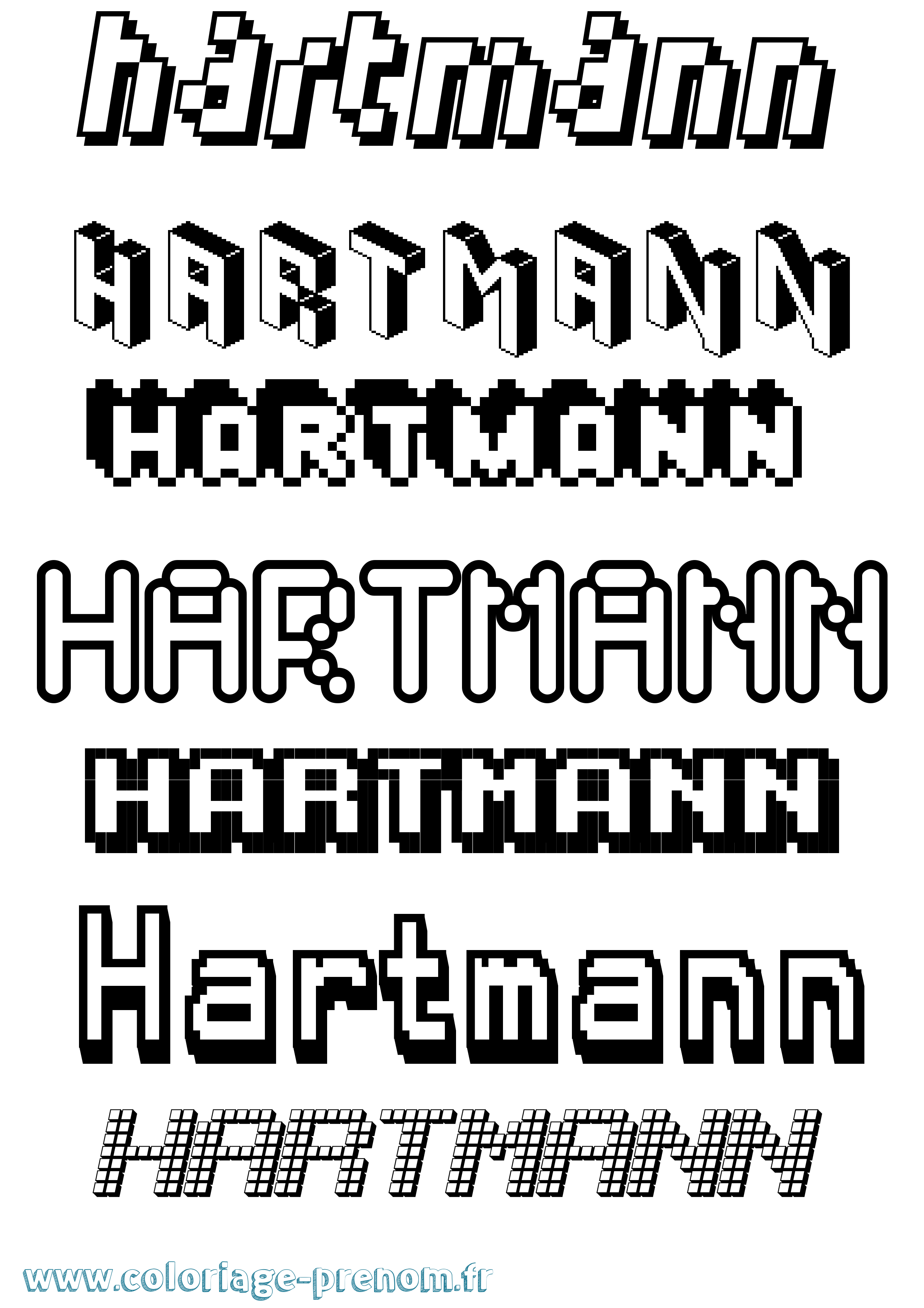 Coloriage Hartmann Pixel Coloriage prénom Hartmann Pixel