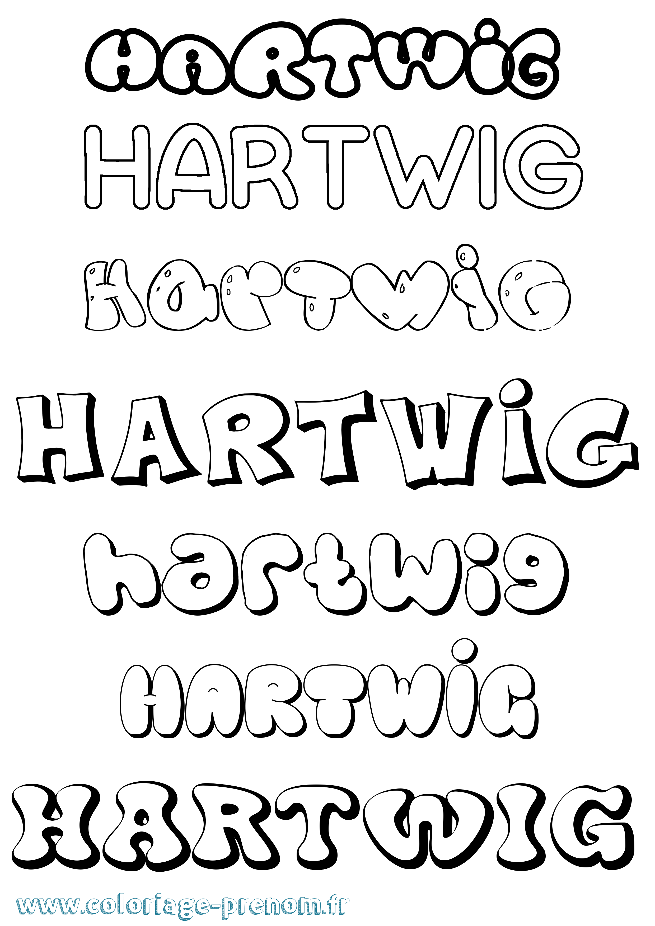 Coloriage Hartwig Bubble Coloriage prénom Hartwig Bubble