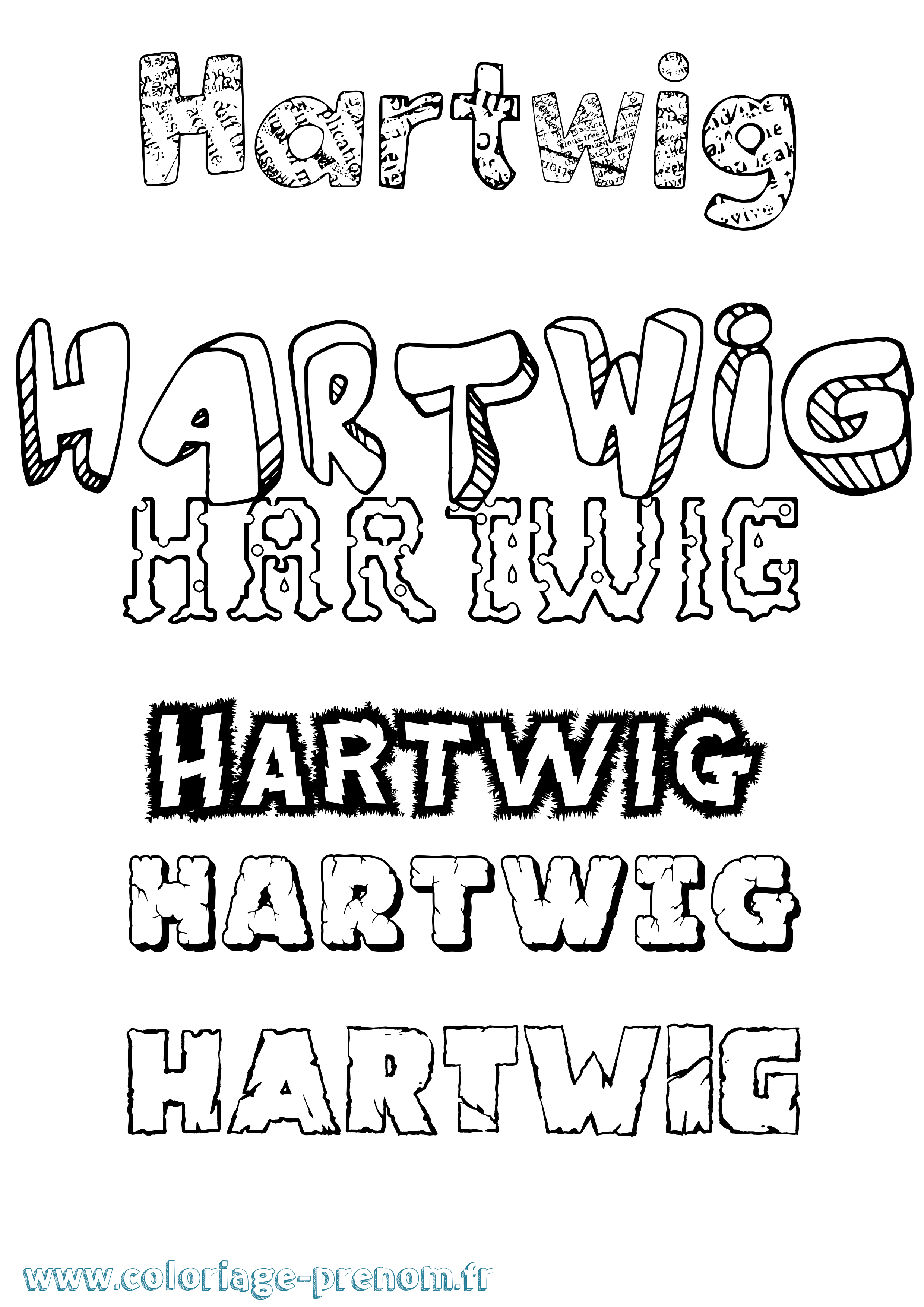 Coloriage Hartwig Destructuré Coloriage prénom Hartwig Destructuré
