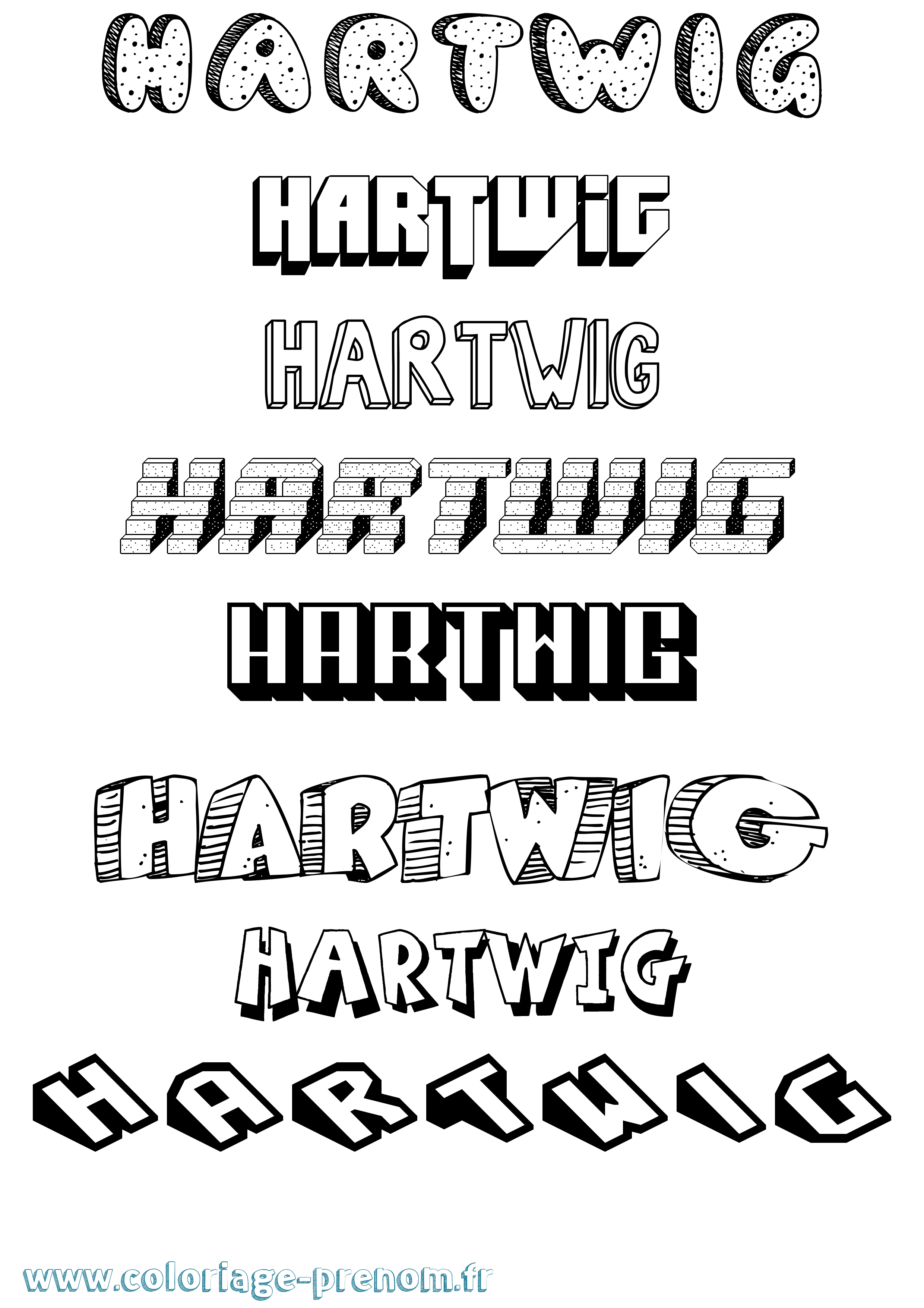 Coloriage Hartwig Effet 3D Coloriage prénom Hartwig Effet 3D