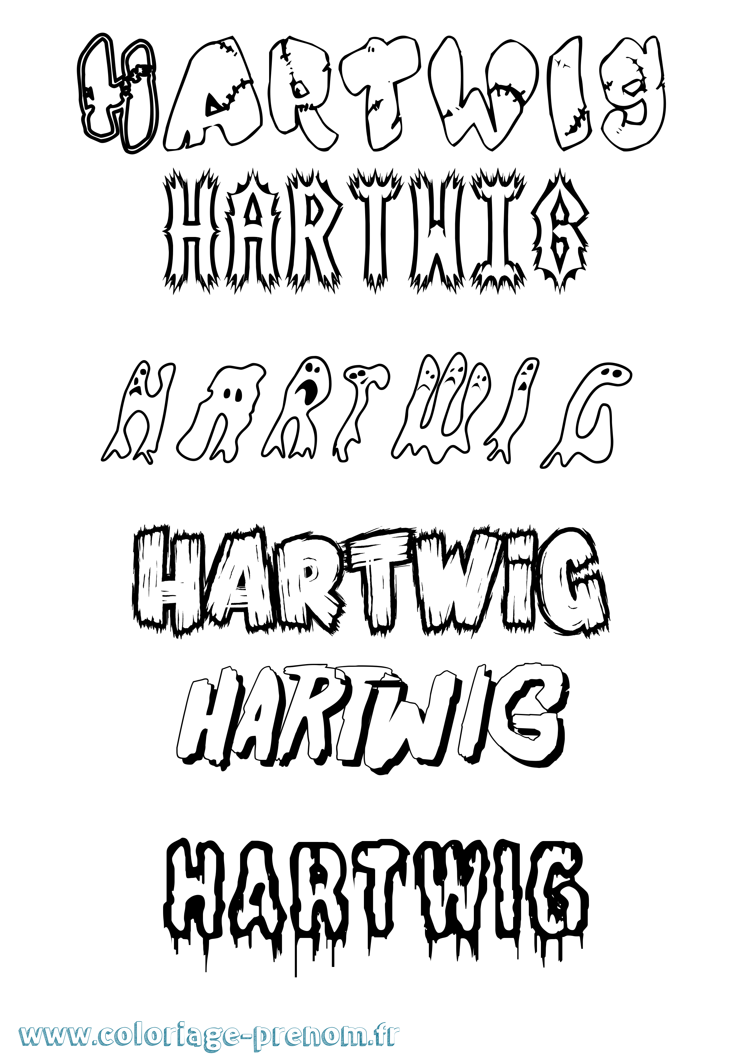 Coloriage Hartwig Frisson Coloriage prénom Hartwig Frisson