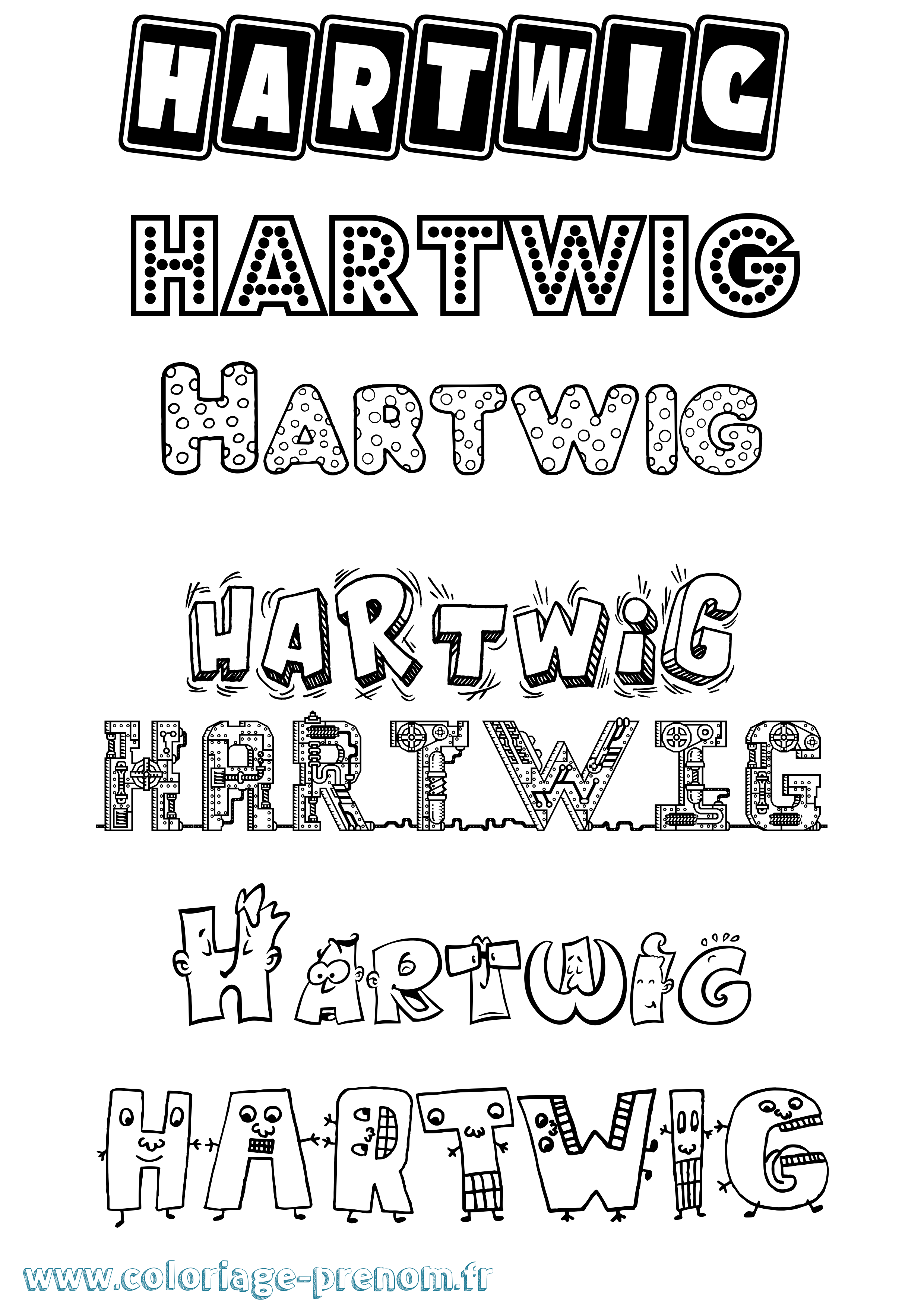 Coloriage Hartwig Fun Coloriage prénom Hartwig Fun