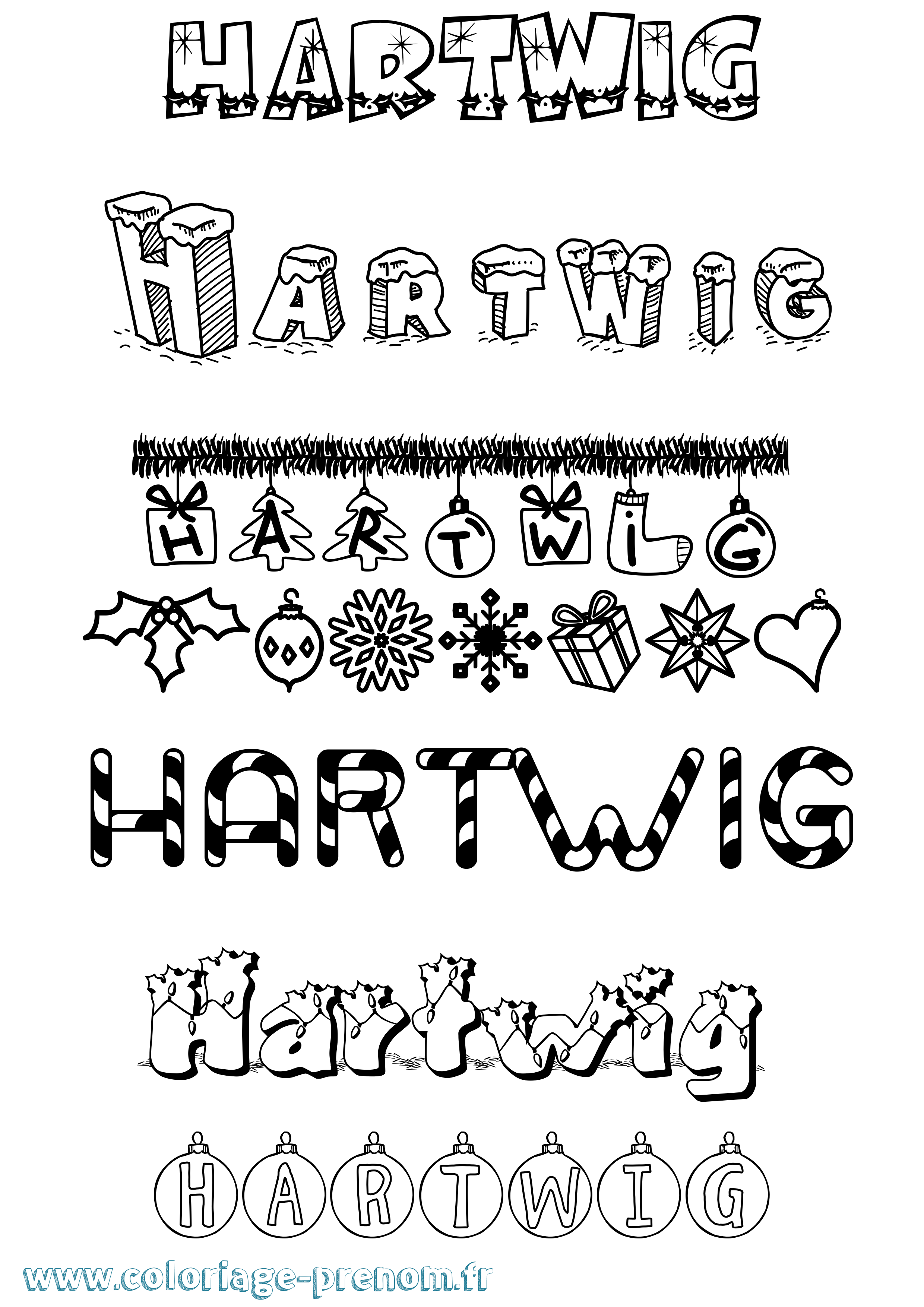 Coloriage Hartwig Noël Coloriage prénom Hartwig Noël