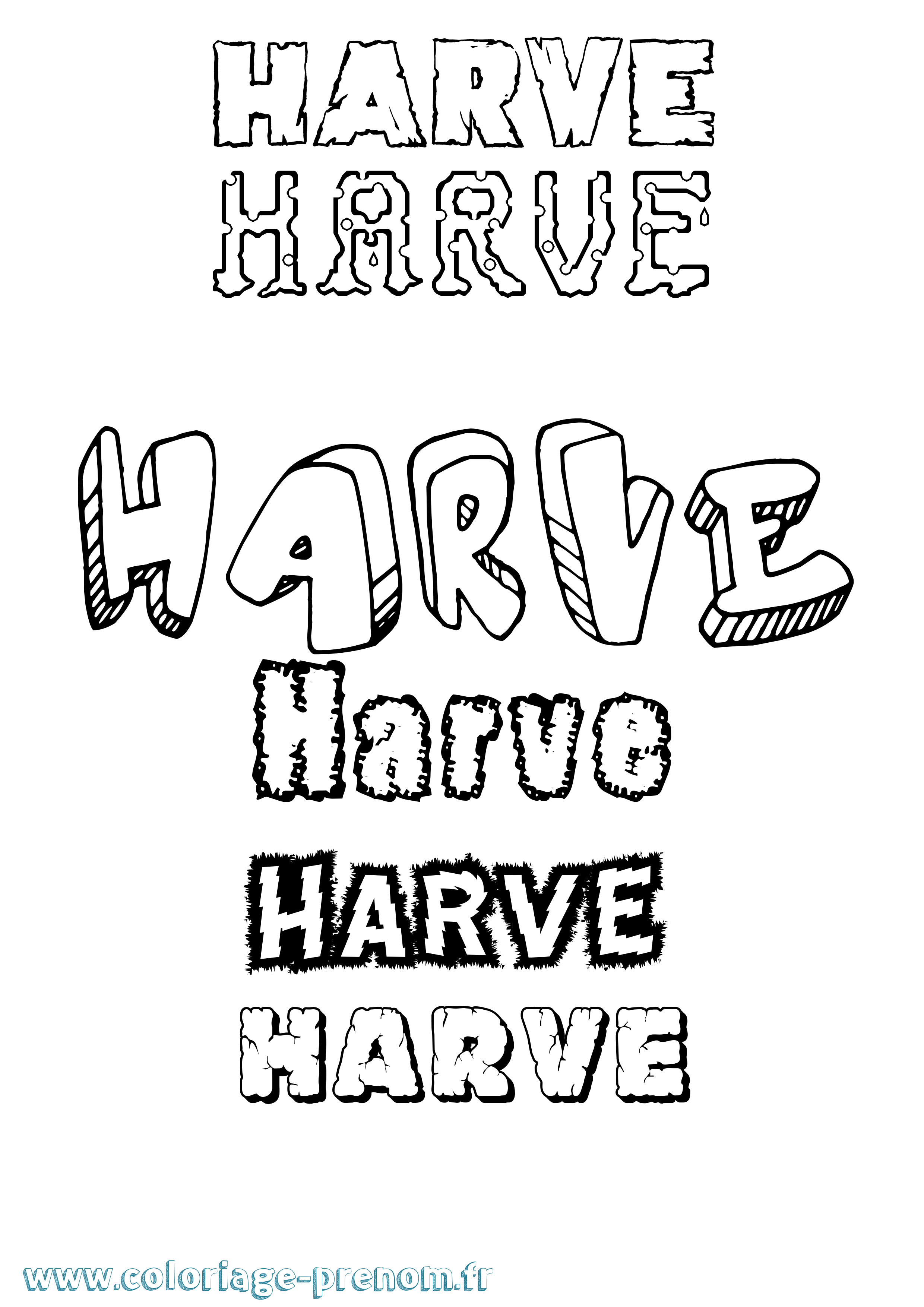 Coloriage Harve Destructuré Coloriage prénom Harve Destructuré