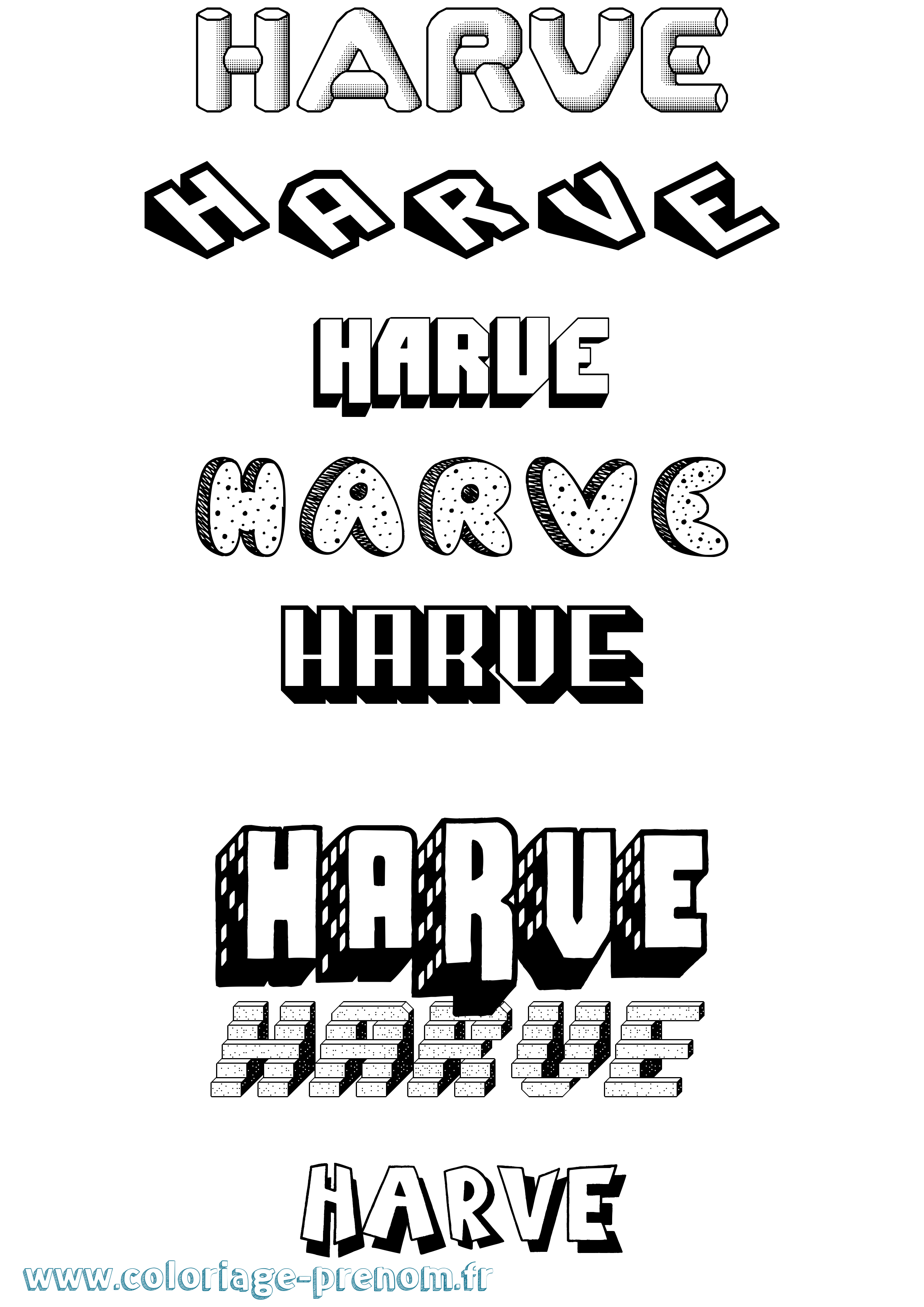 Coloriage Harve Effet 3D Coloriage prénom Harve Effet 3D