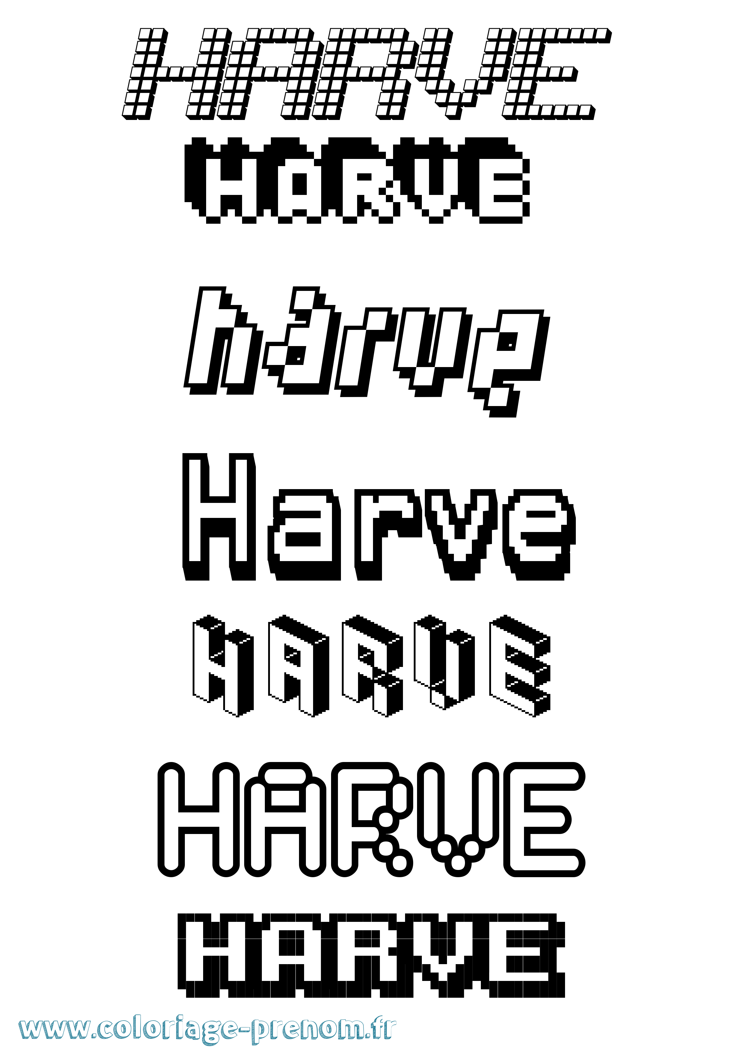 Coloriage Harve Pixel Coloriage prénom Harve Pixel