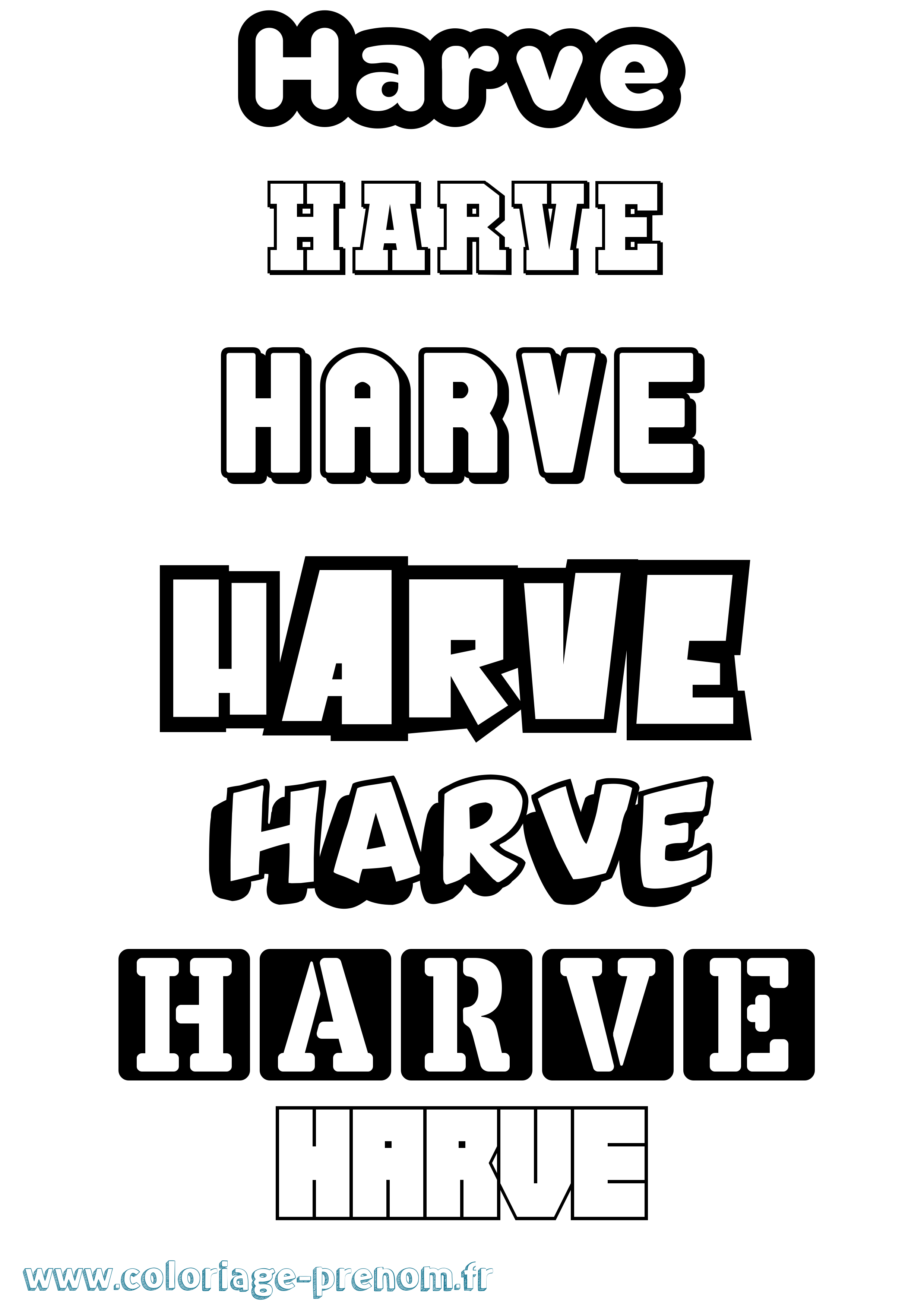 Coloriage Harve Simple Coloriage prénom Harve Simple