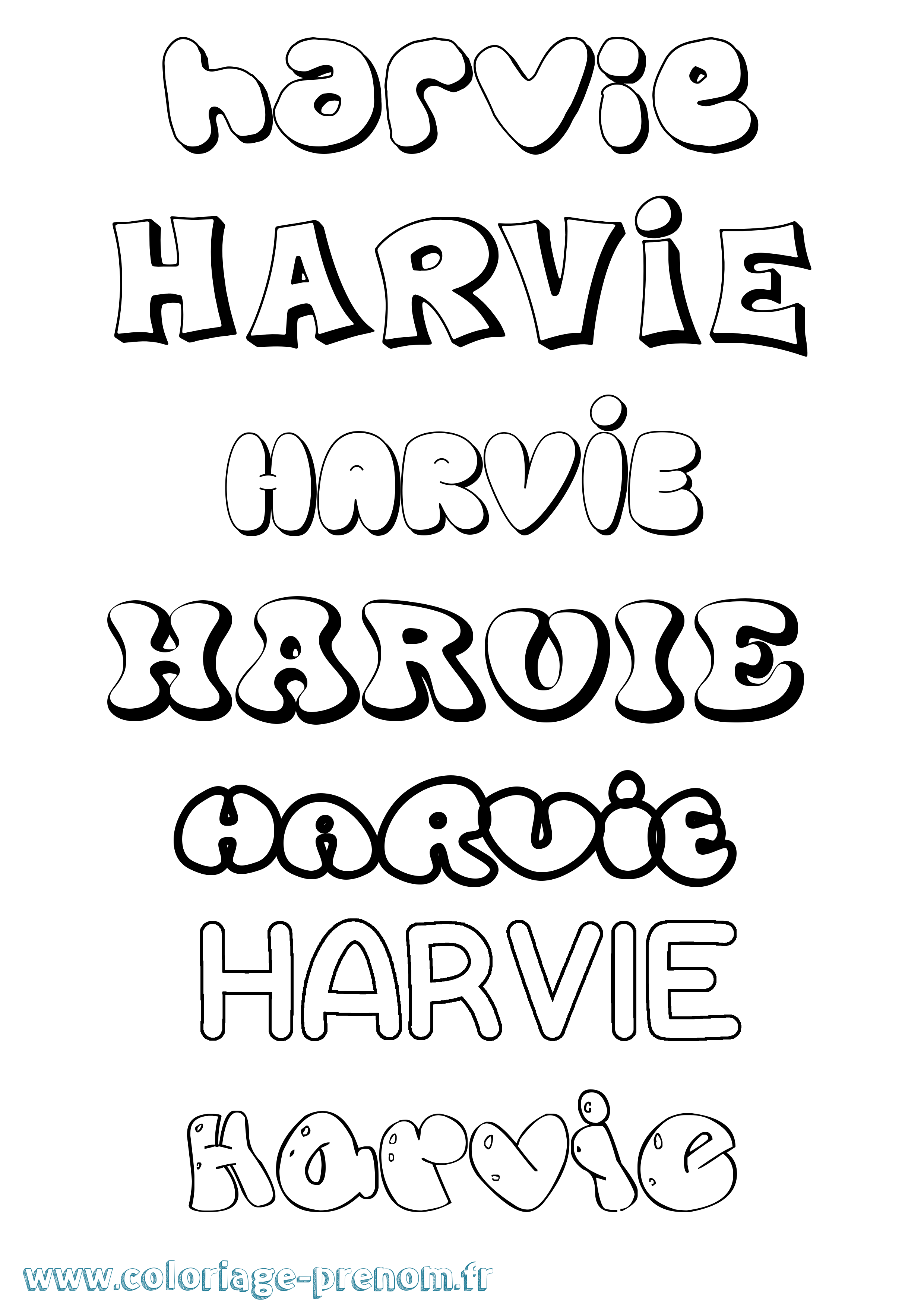 Coloriage Harvie Bubble Coloriage prénom Harvie Bubble