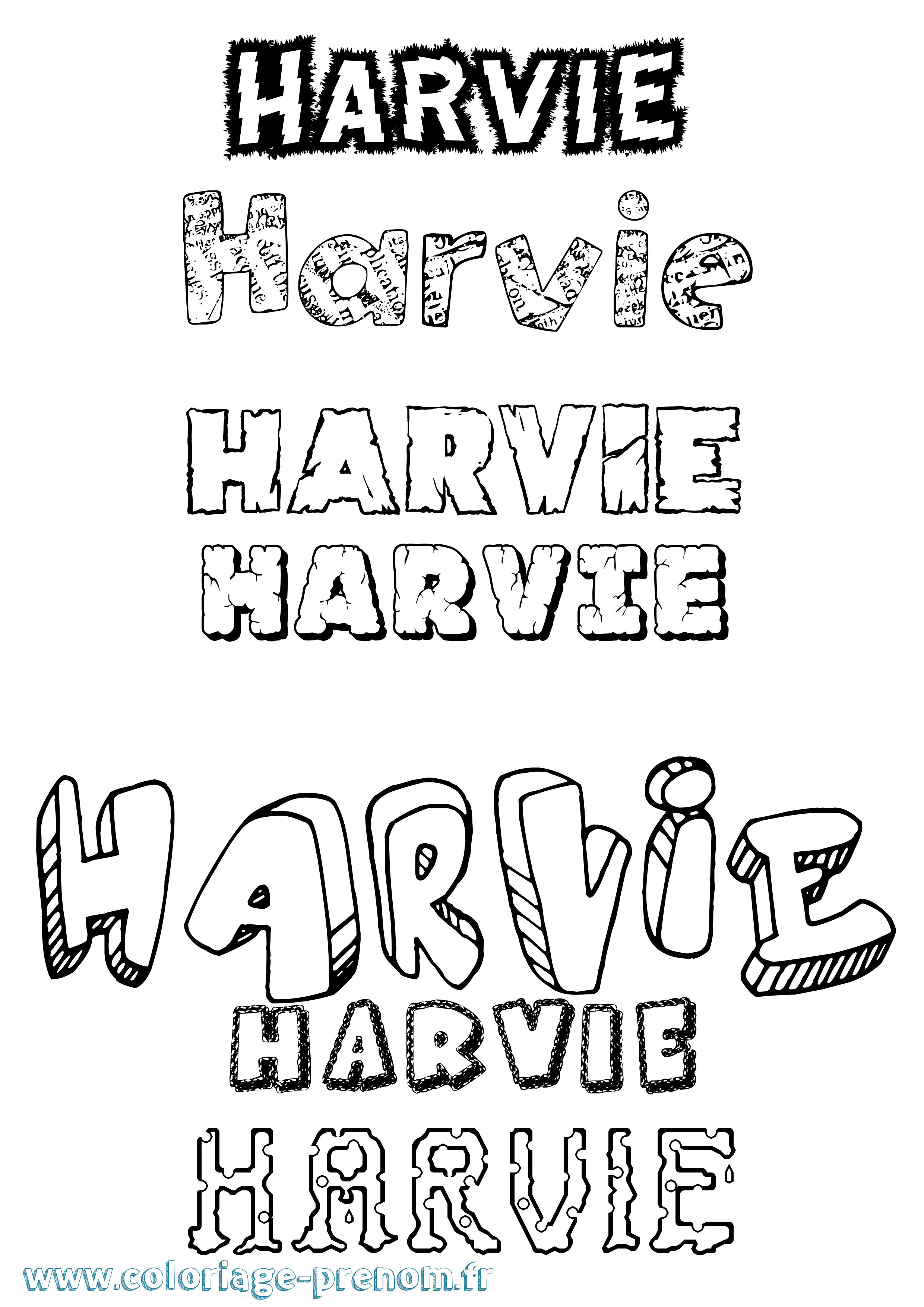 Coloriage Harvie Destructuré Coloriage prénom Harvie Destructuré