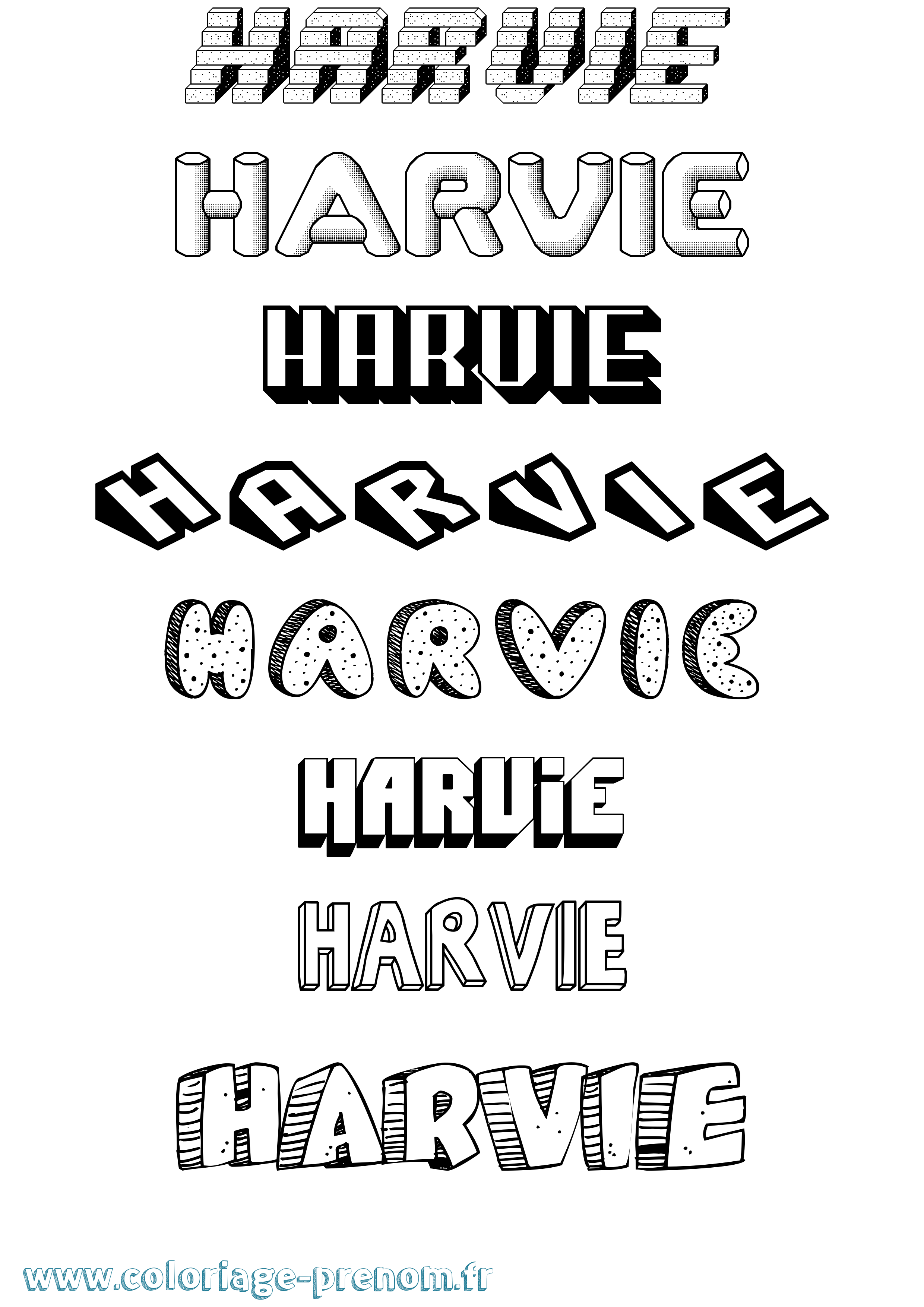 Coloriage Harvie Effet 3D Coloriage prénom Harvie Effet 3D