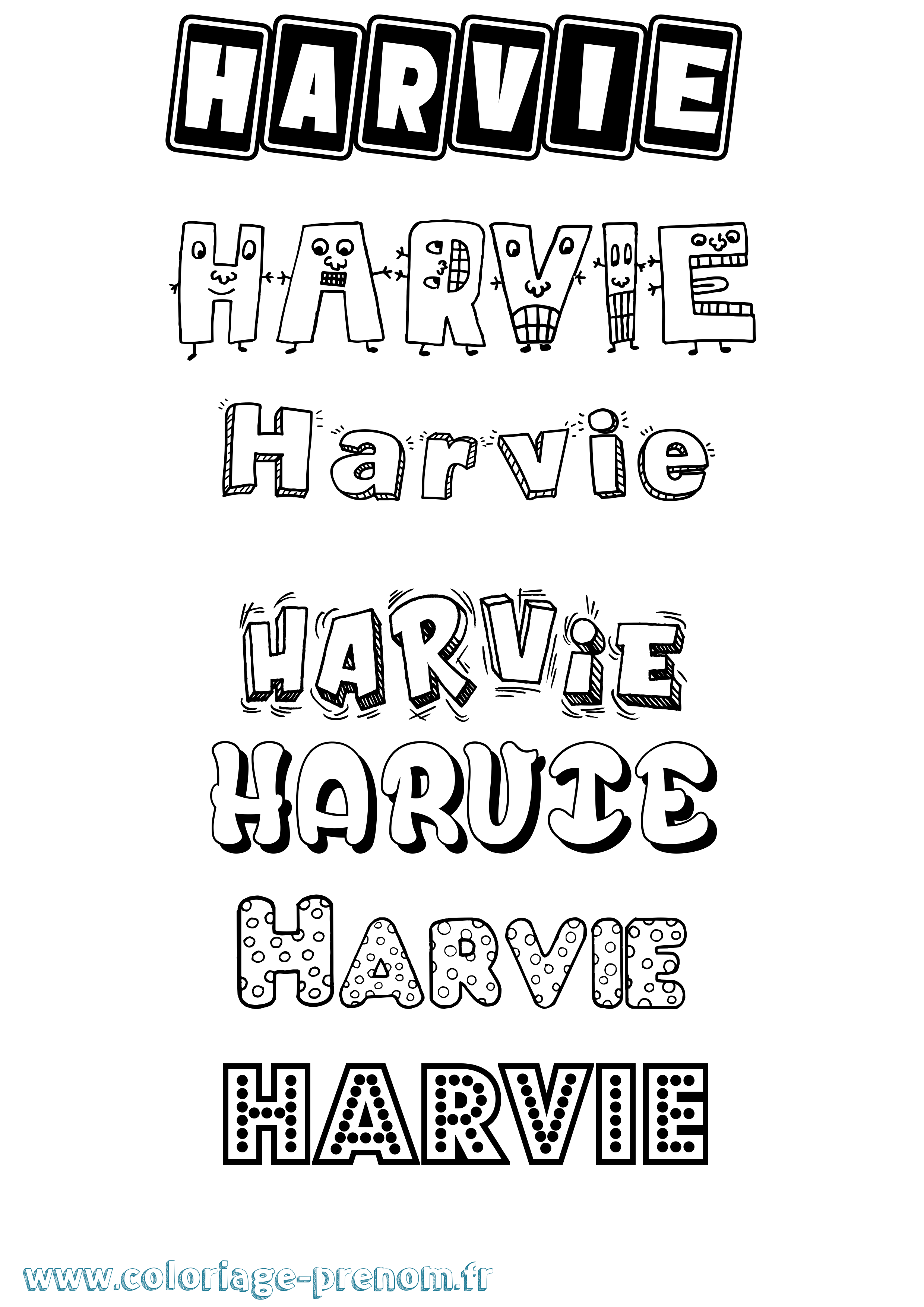 Coloriage Harvie Fun Coloriage prénom Harvie Fun