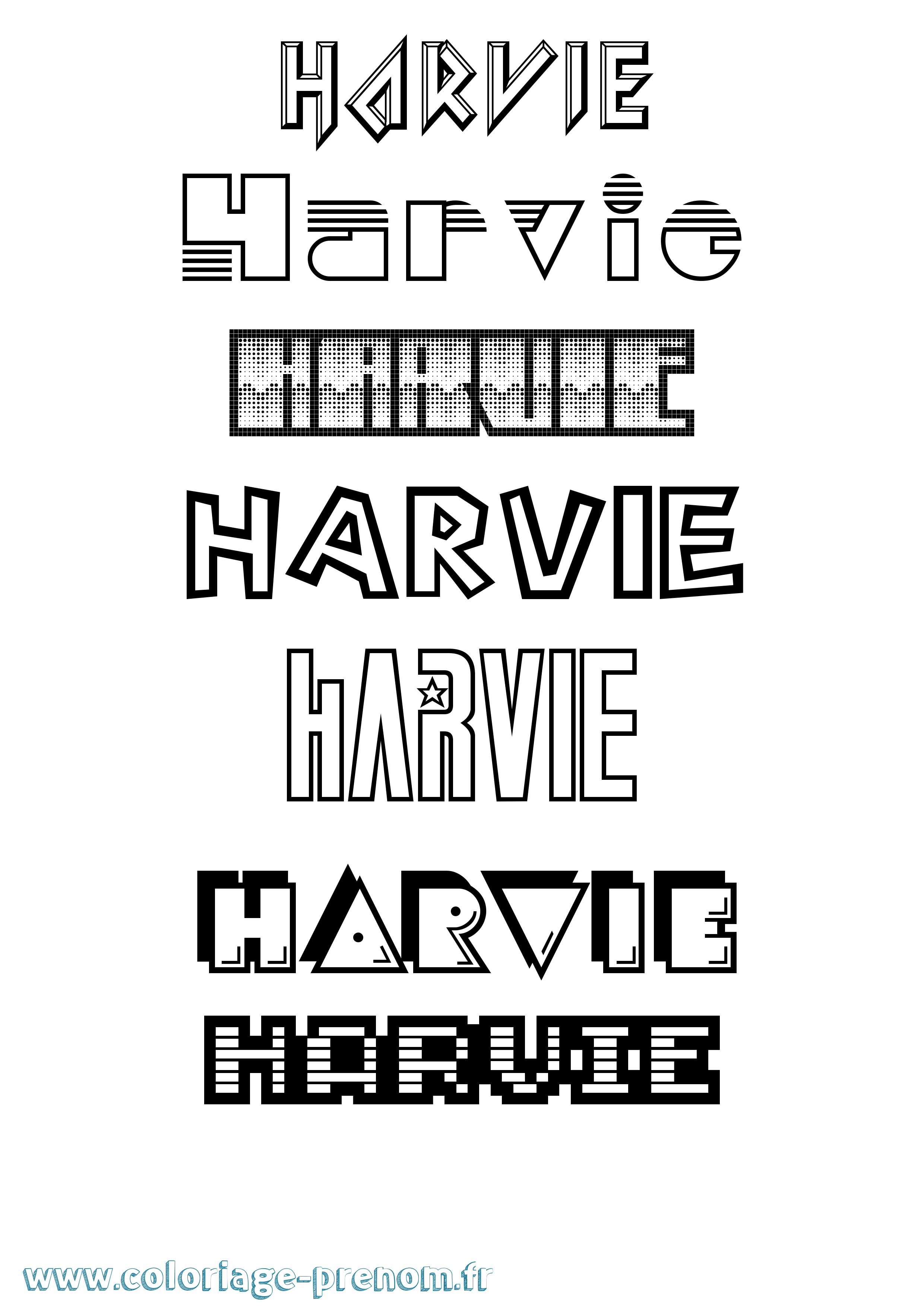 Coloriage Harvie Jeux Vidéos Coloriage prénom Harvie Jeux Vidéos