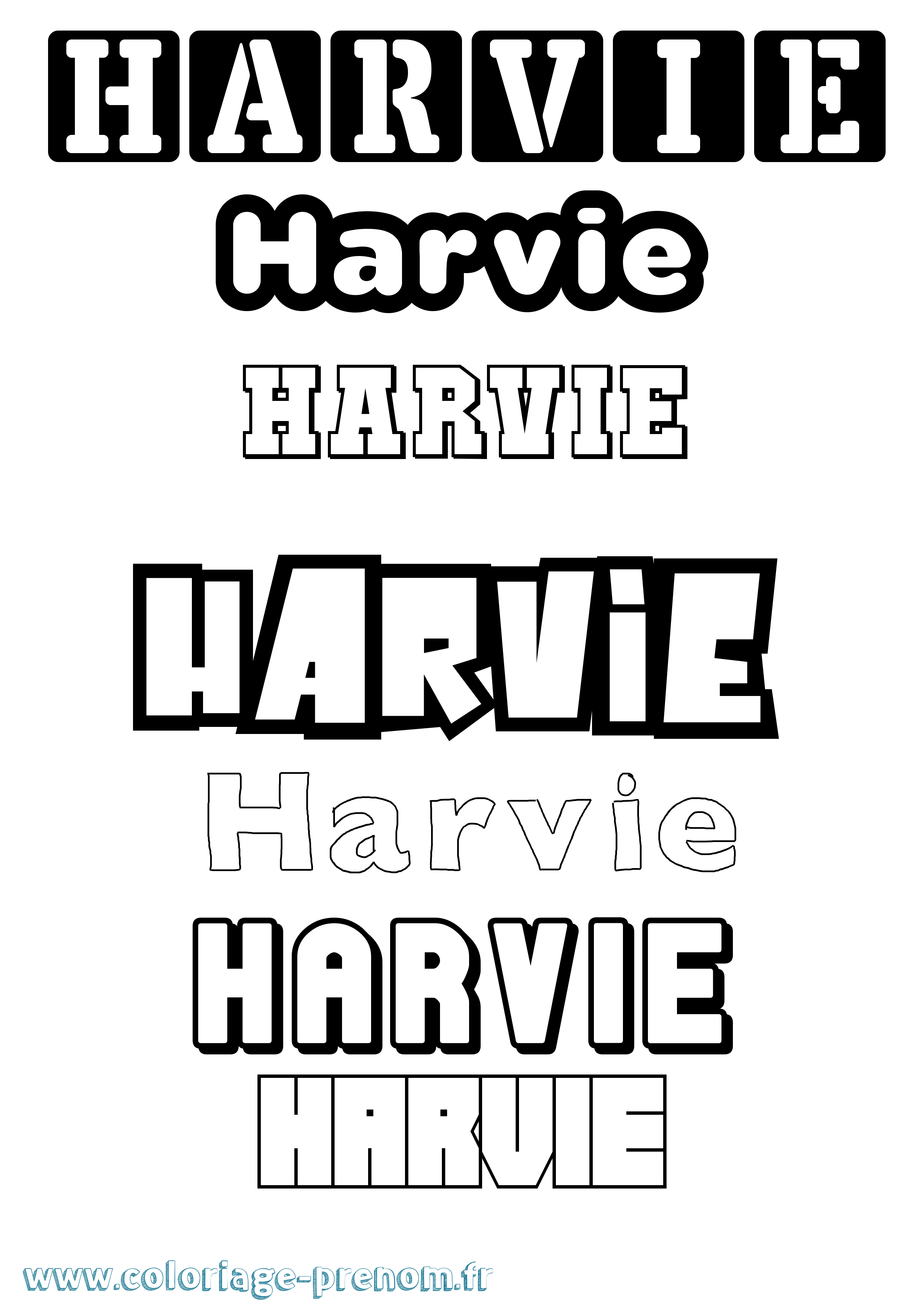 Coloriage Harvie Simple Coloriage prénom Harvie Simple