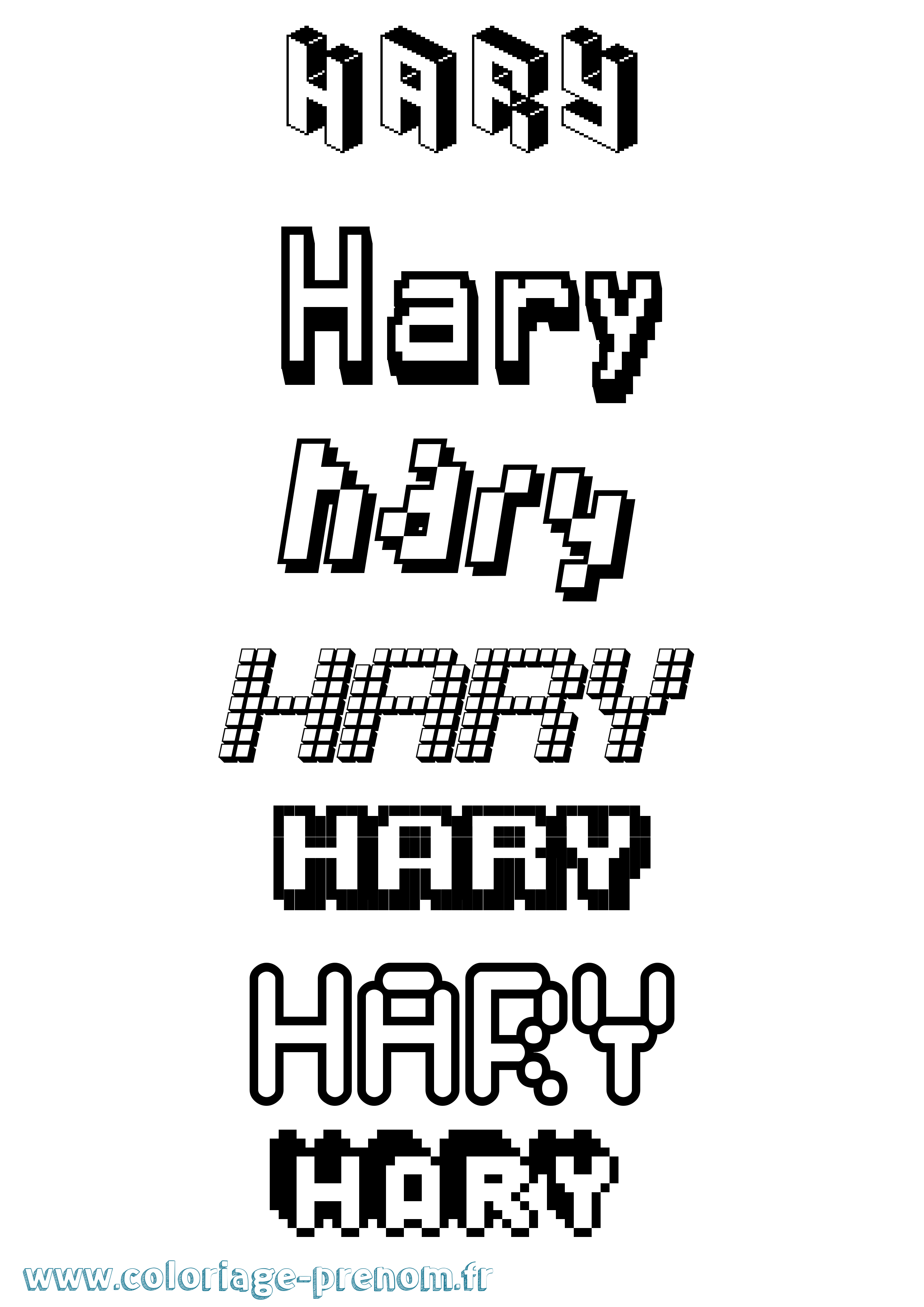 Coloriage Hary Pixel Coloriage prénom Hary Pixel