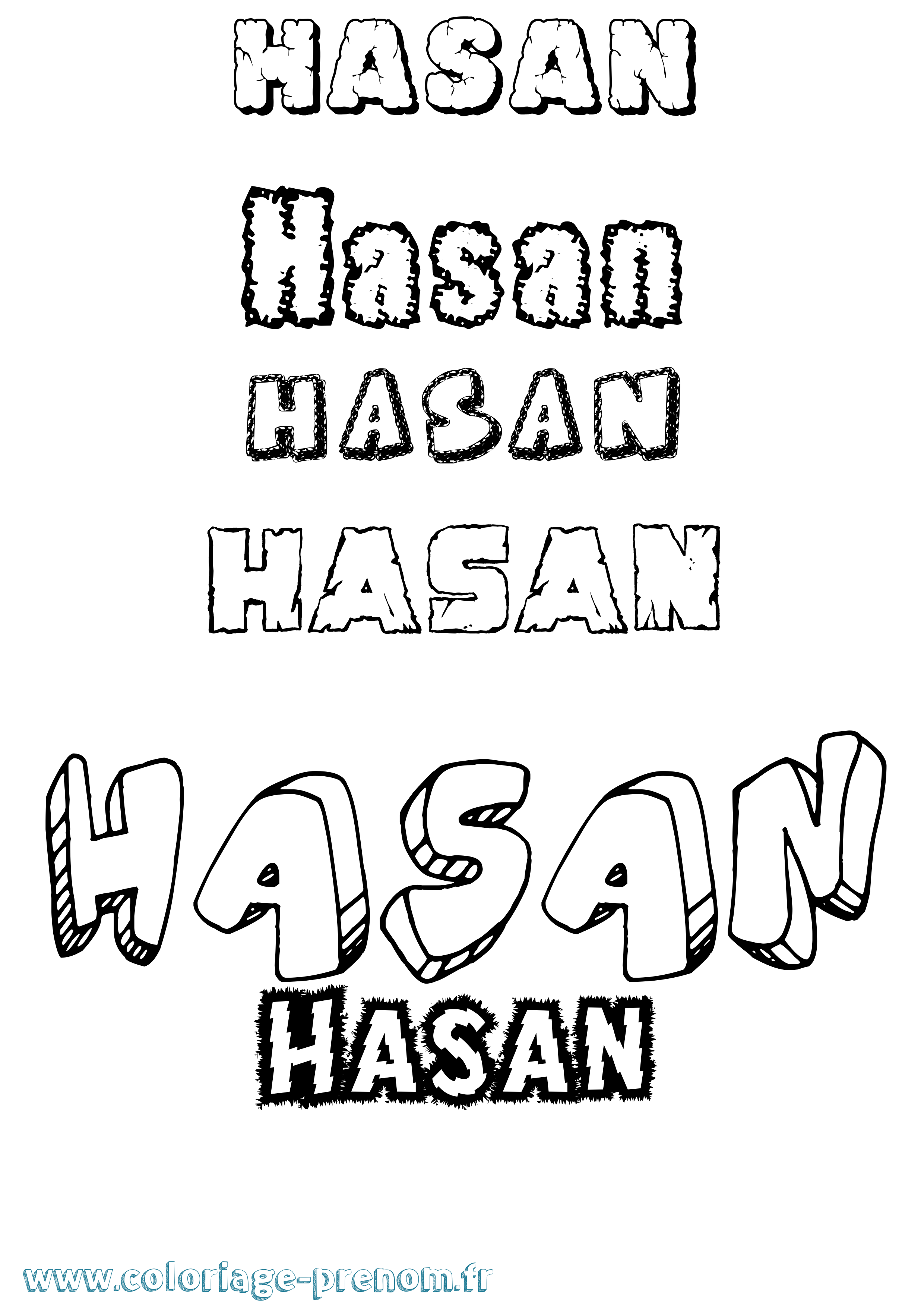 Coloriage Hasan Destructuré Coloriage prénom Hasan Destructuré