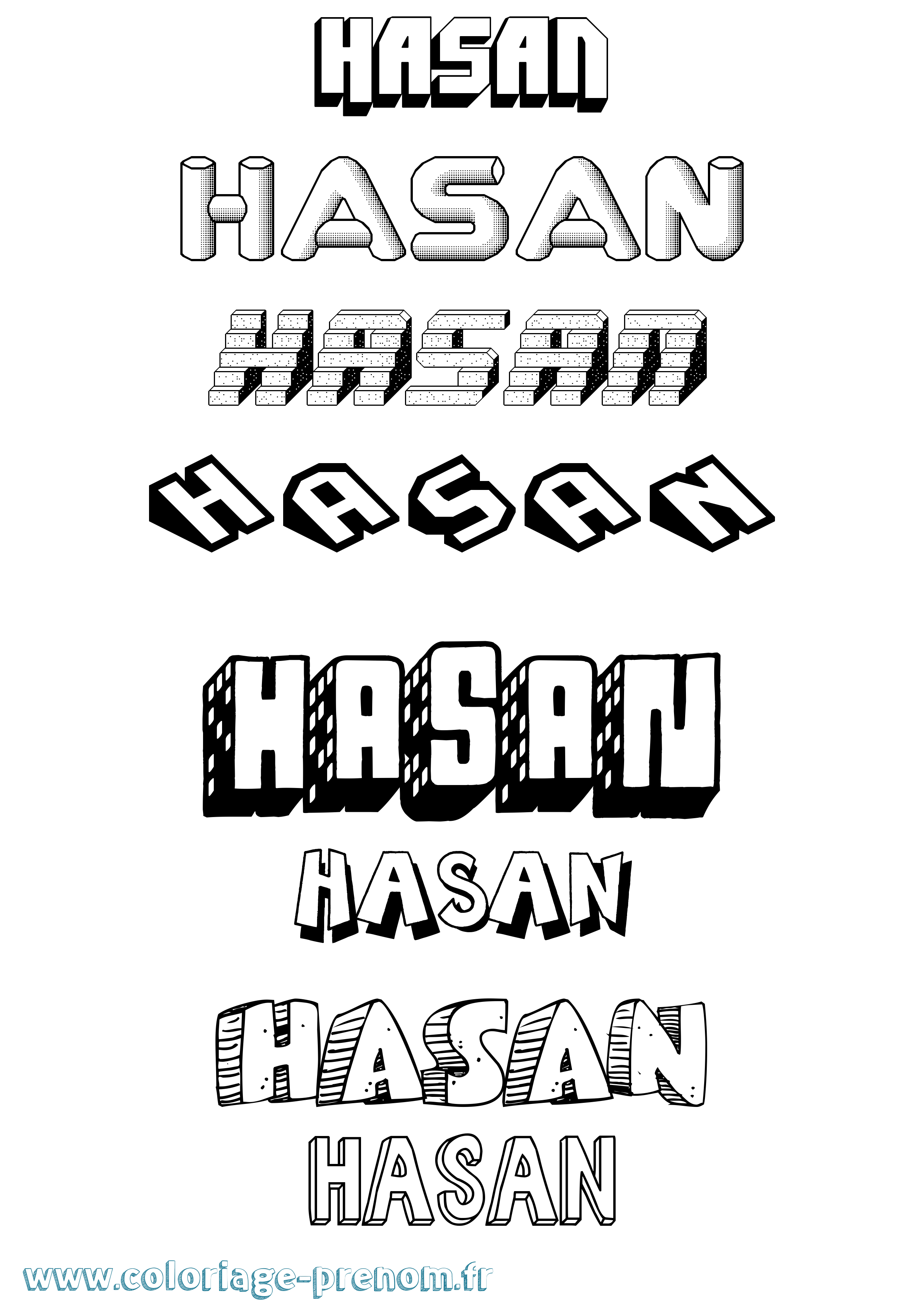 Coloriage Hasan Effet 3D Coloriage prénom Hasan Effet 3D