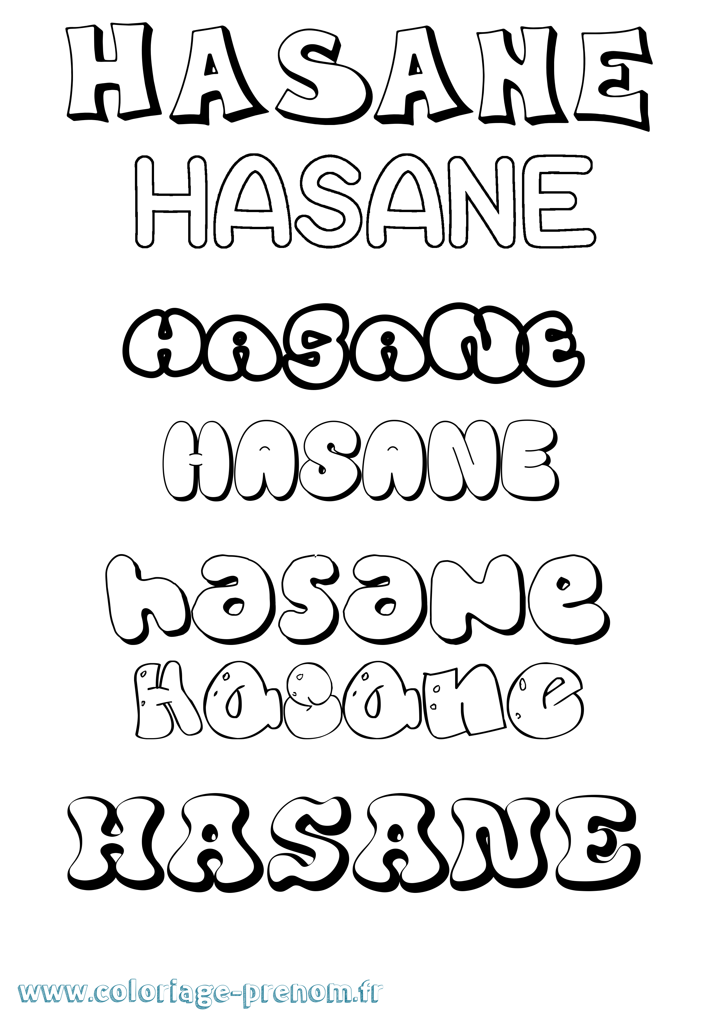 Coloriage Hasane Bubble Coloriage prénom Hasane Bubble