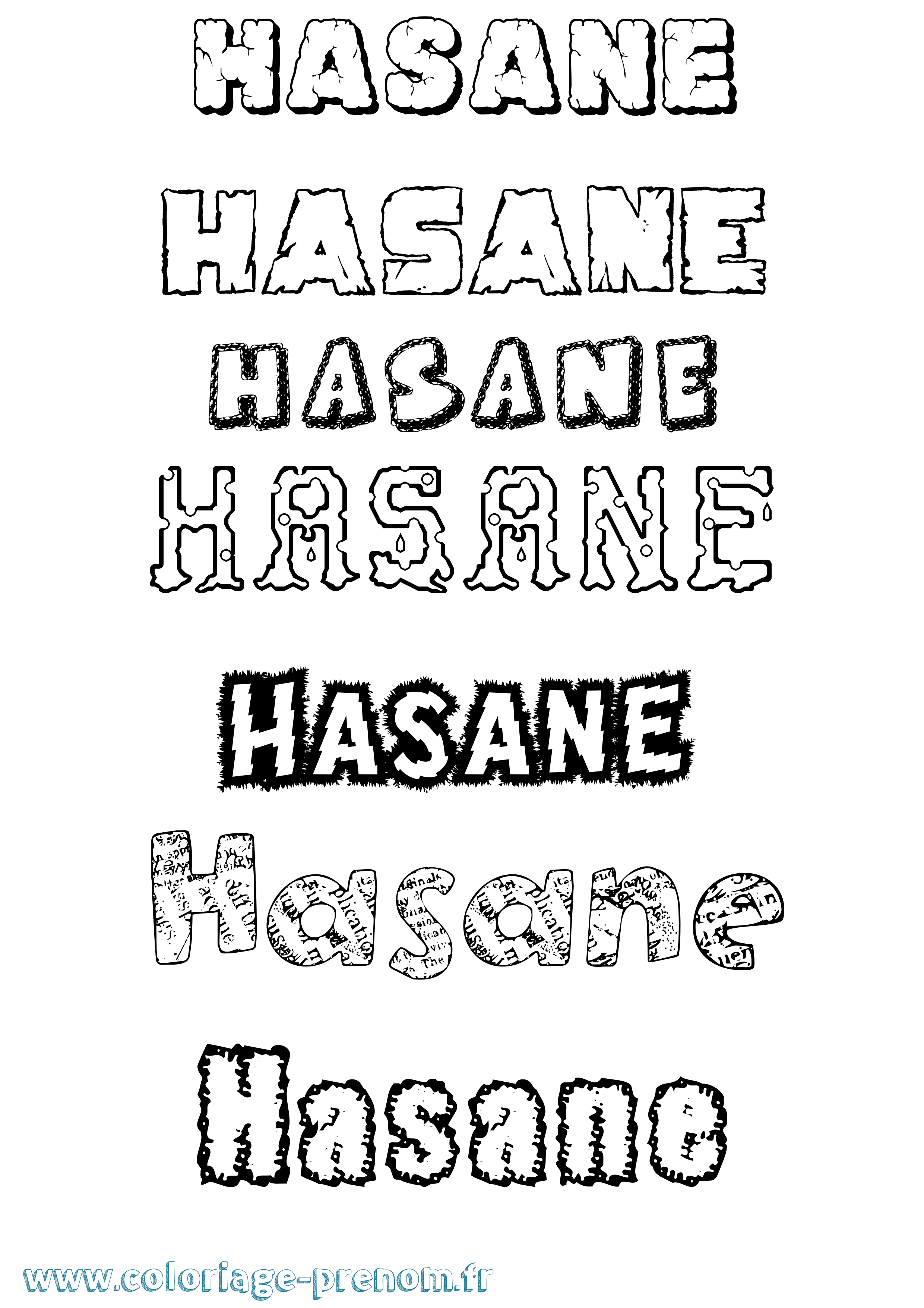 Coloriage Hasane Destructuré Coloriage prénom Hasane Destructuré