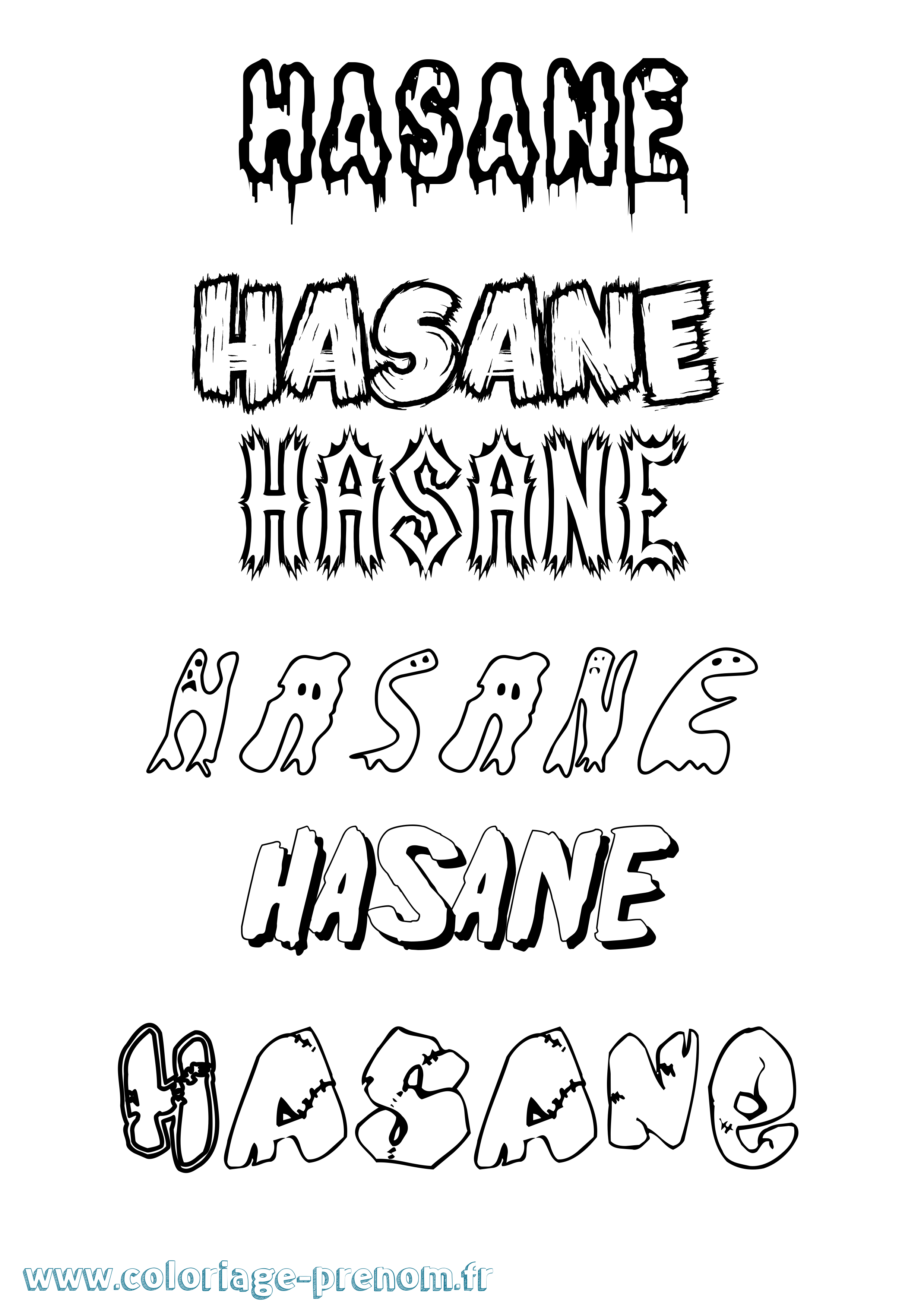 Coloriage Hasane Frisson Coloriage prénom Hasane Frisson
