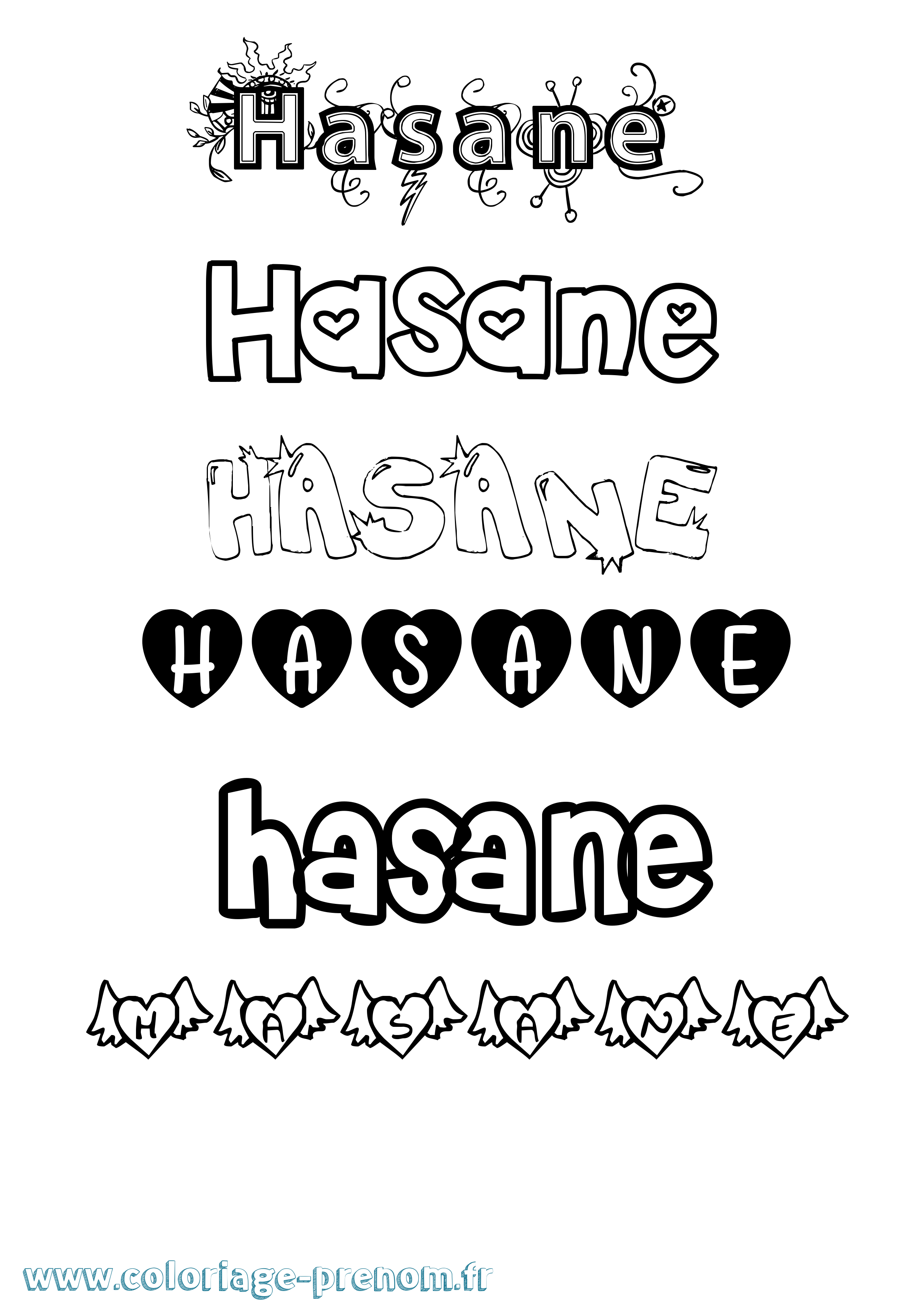 Coloriage Hasane Girly Coloriage prénom Hasane Girly