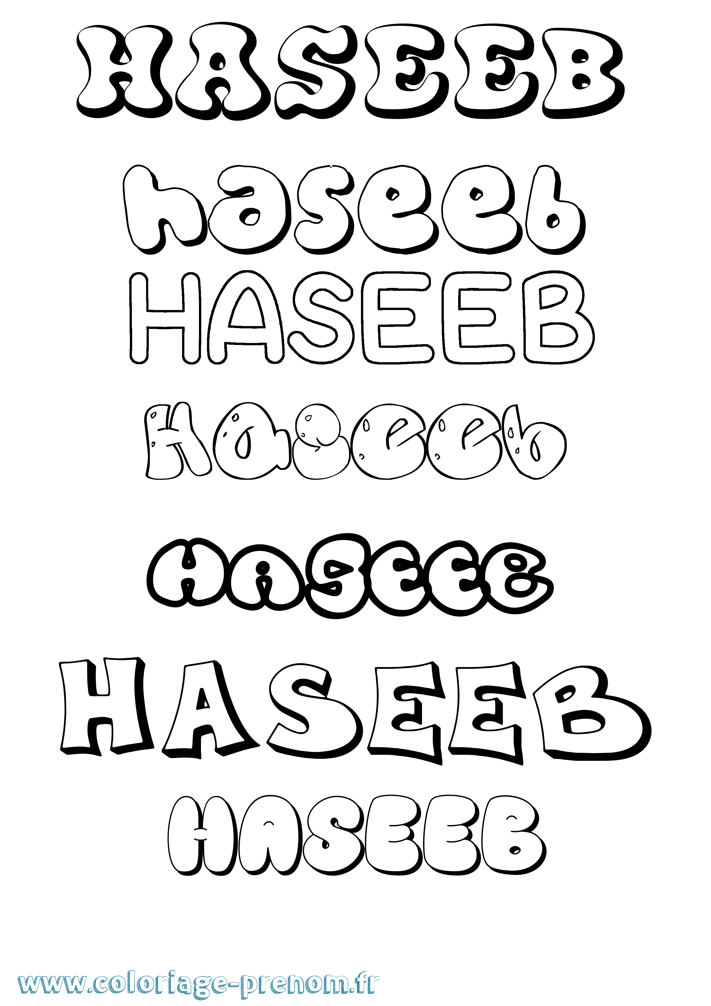 Coloriage Haseeb Bubble Coloriage prénom Haseeb Bubble