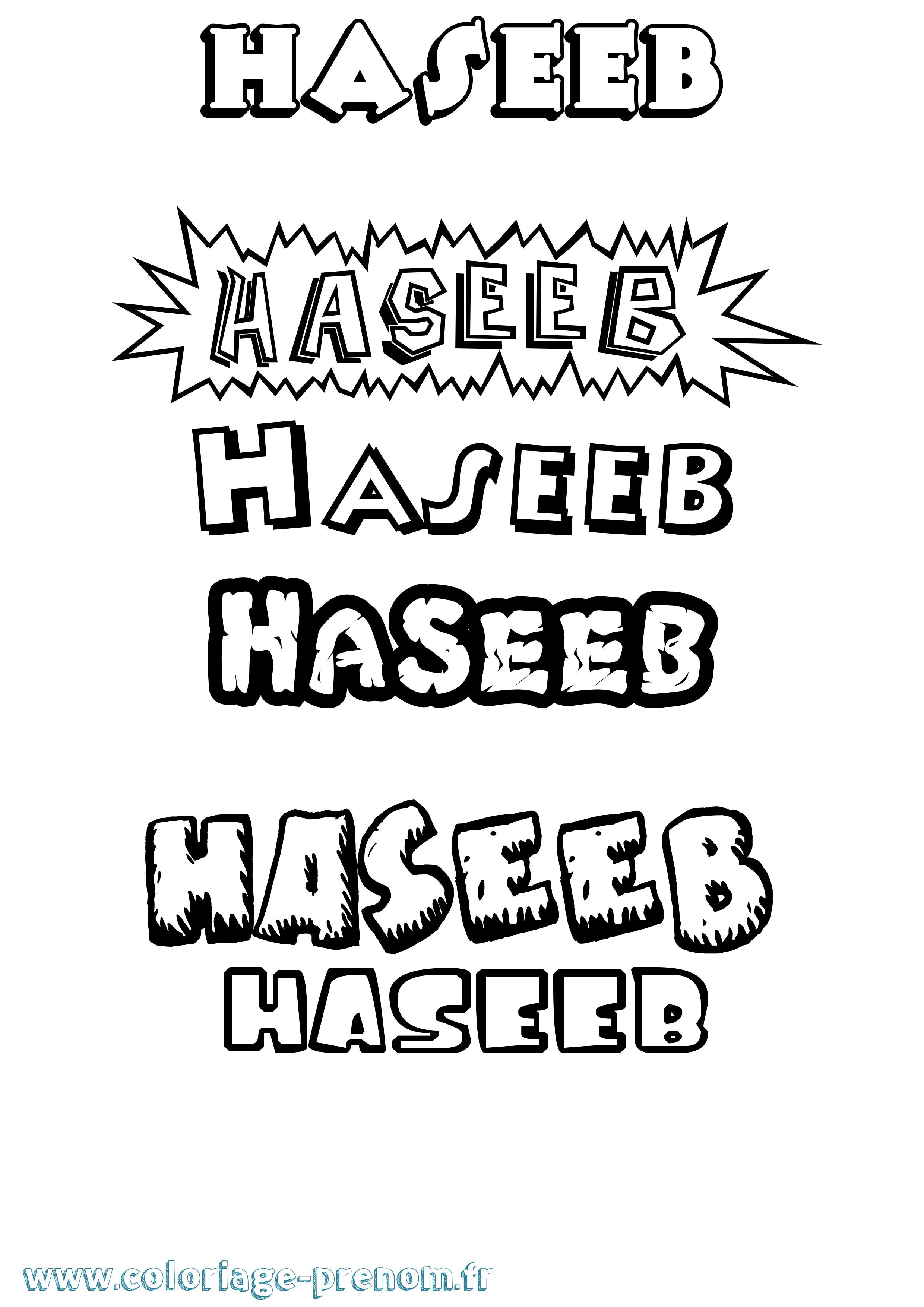 Coloriage Haseeb Dessin Animé Coloriage prénom Haseeb Dessin Animé