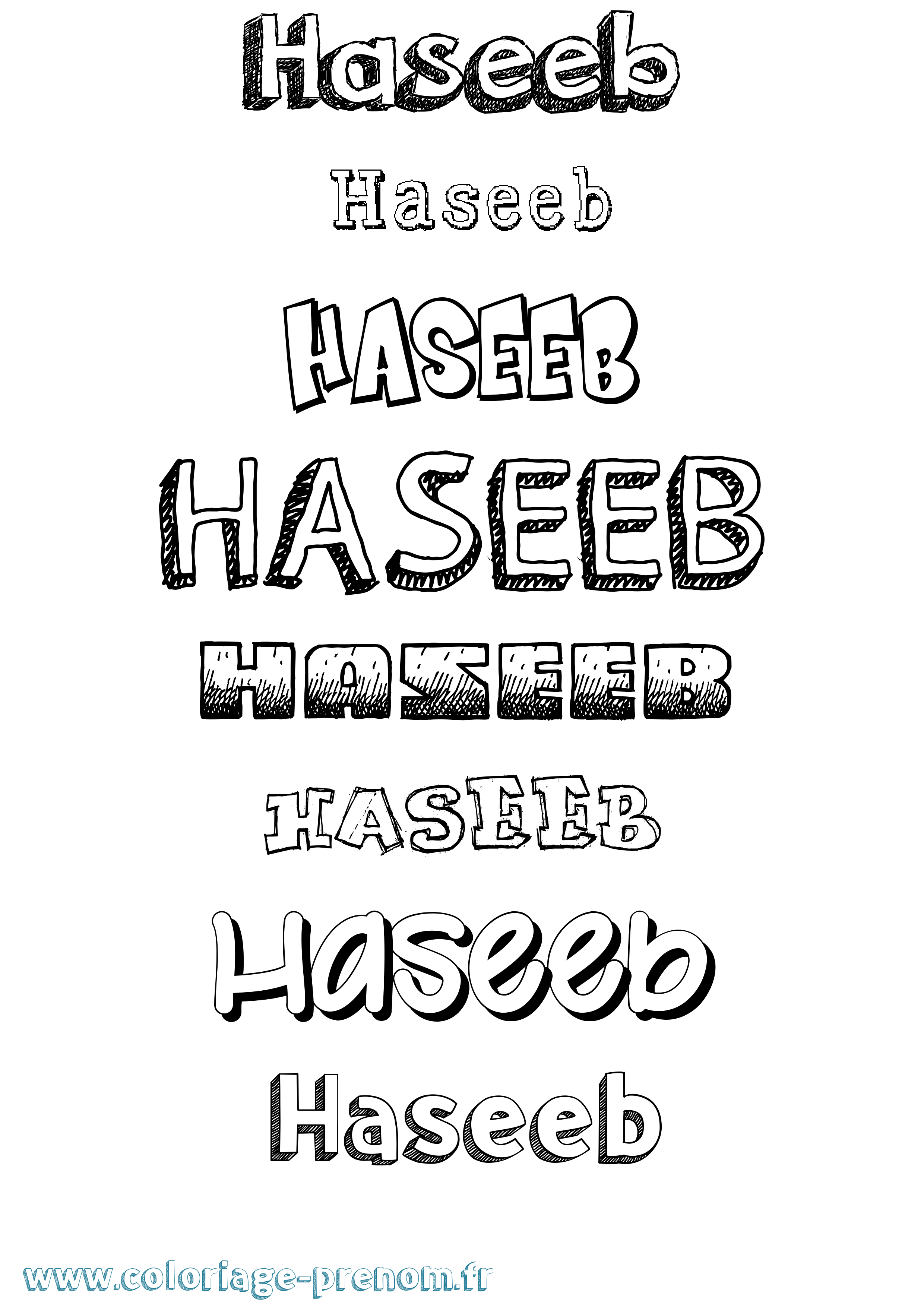 Coloriage Haseeb Dessiné Coloriage prénom Haseeb Dessiné