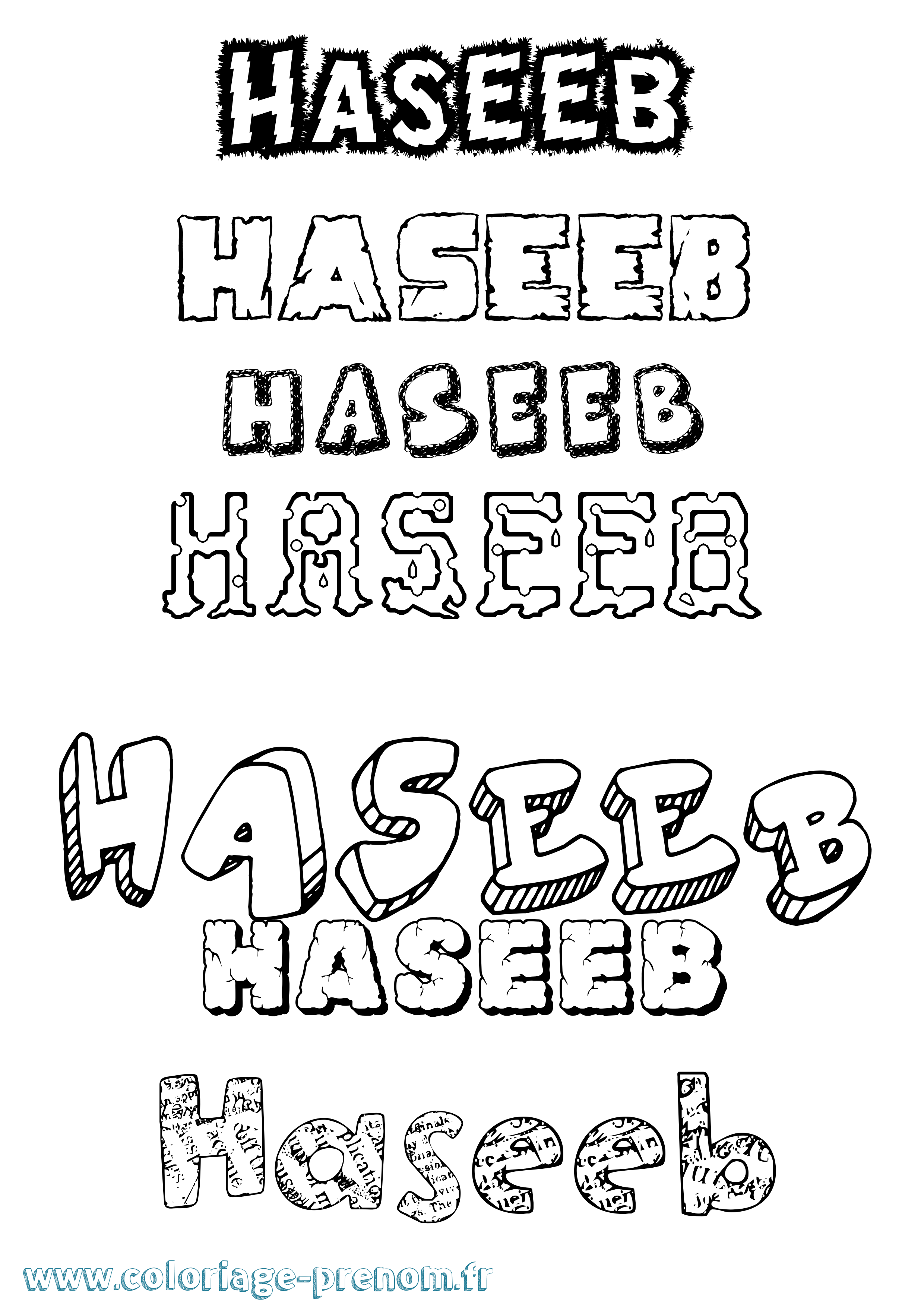 Coloriage Haseeb Destructuré Coloriage prénom Haseeb Destructuré