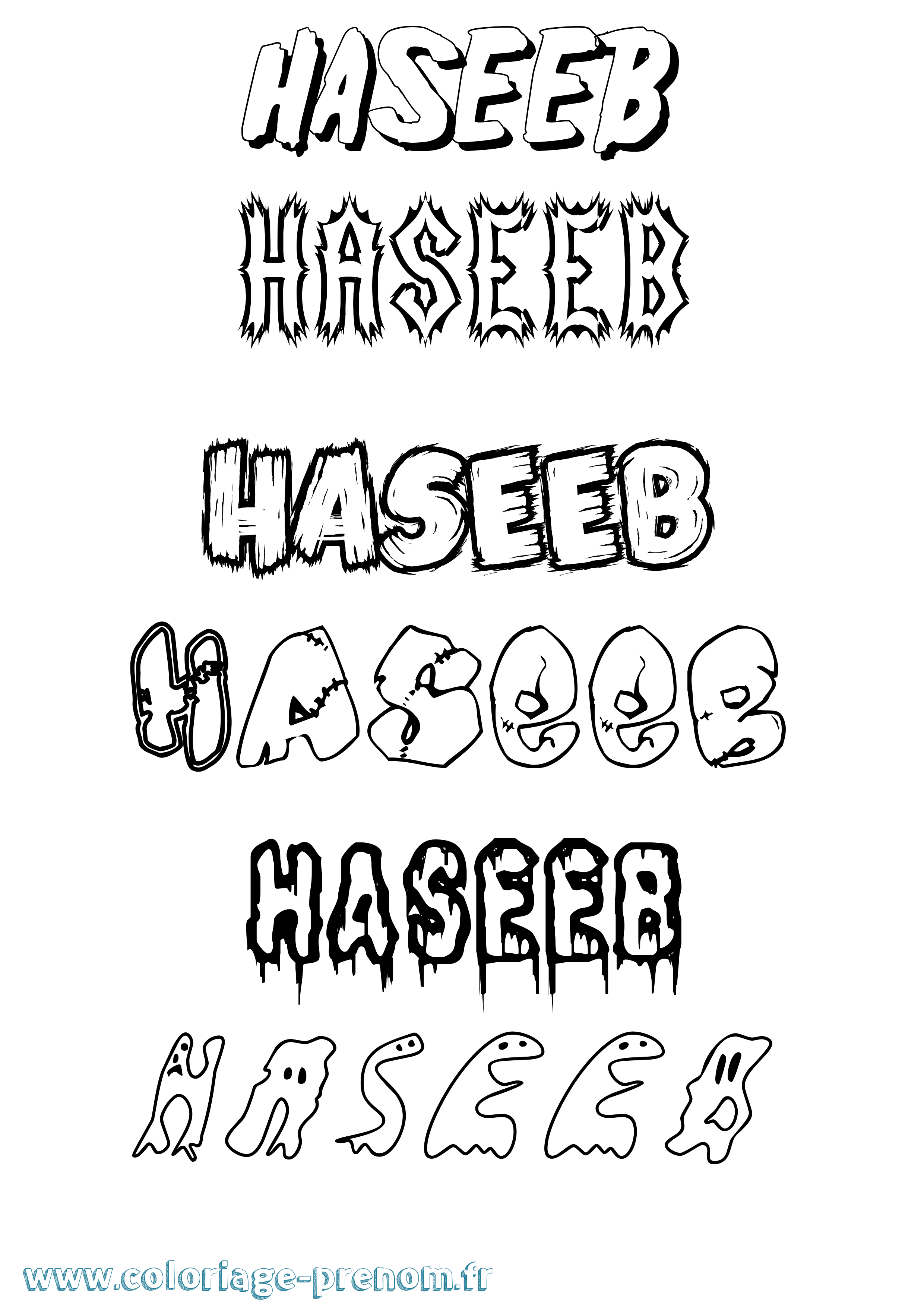 Coloriage Haseeb Frisson Coloriage prénom Haseeb Frisson