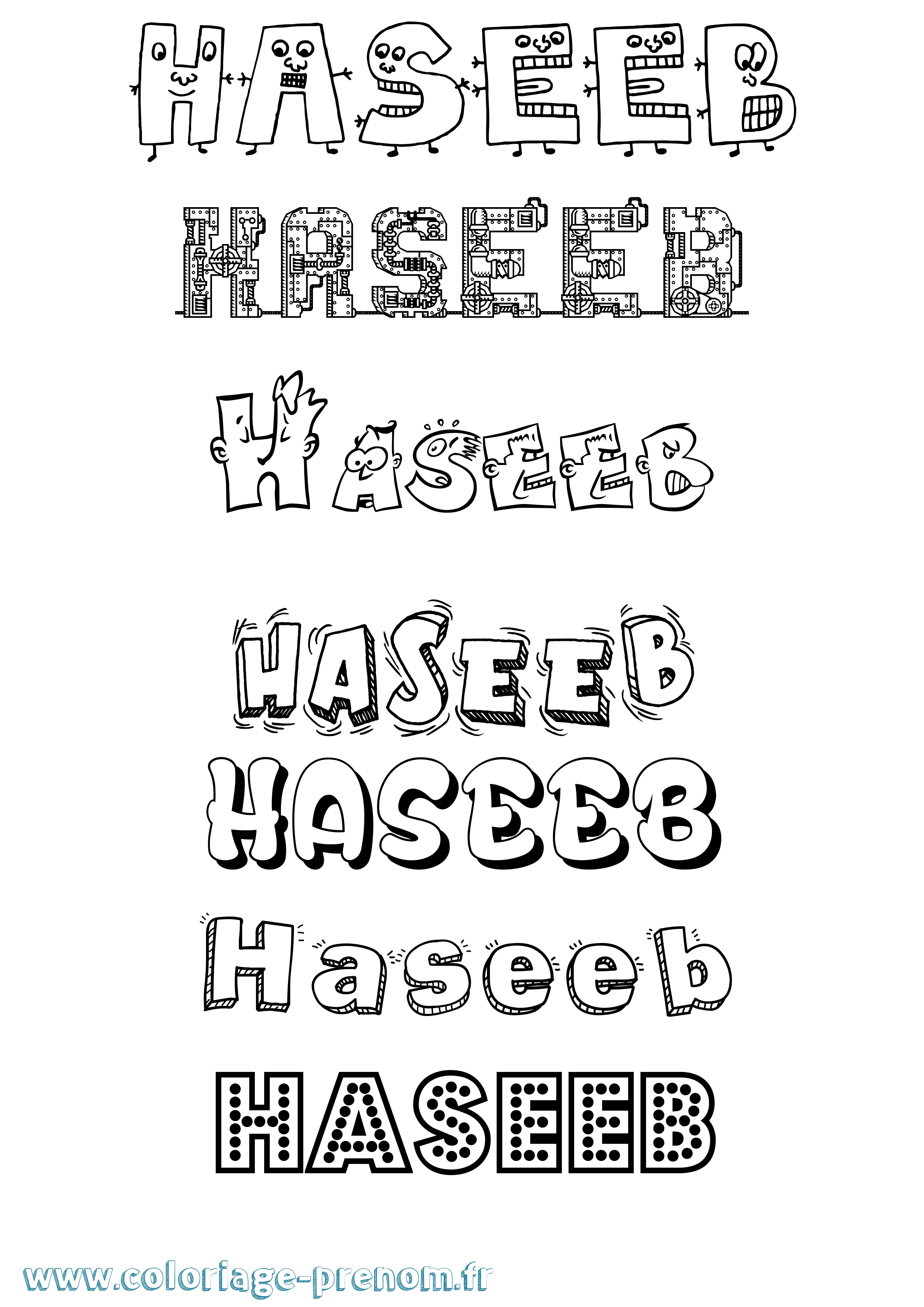 Coloriage Haseeb Fun Coloriage prénom Haseeb Fun
