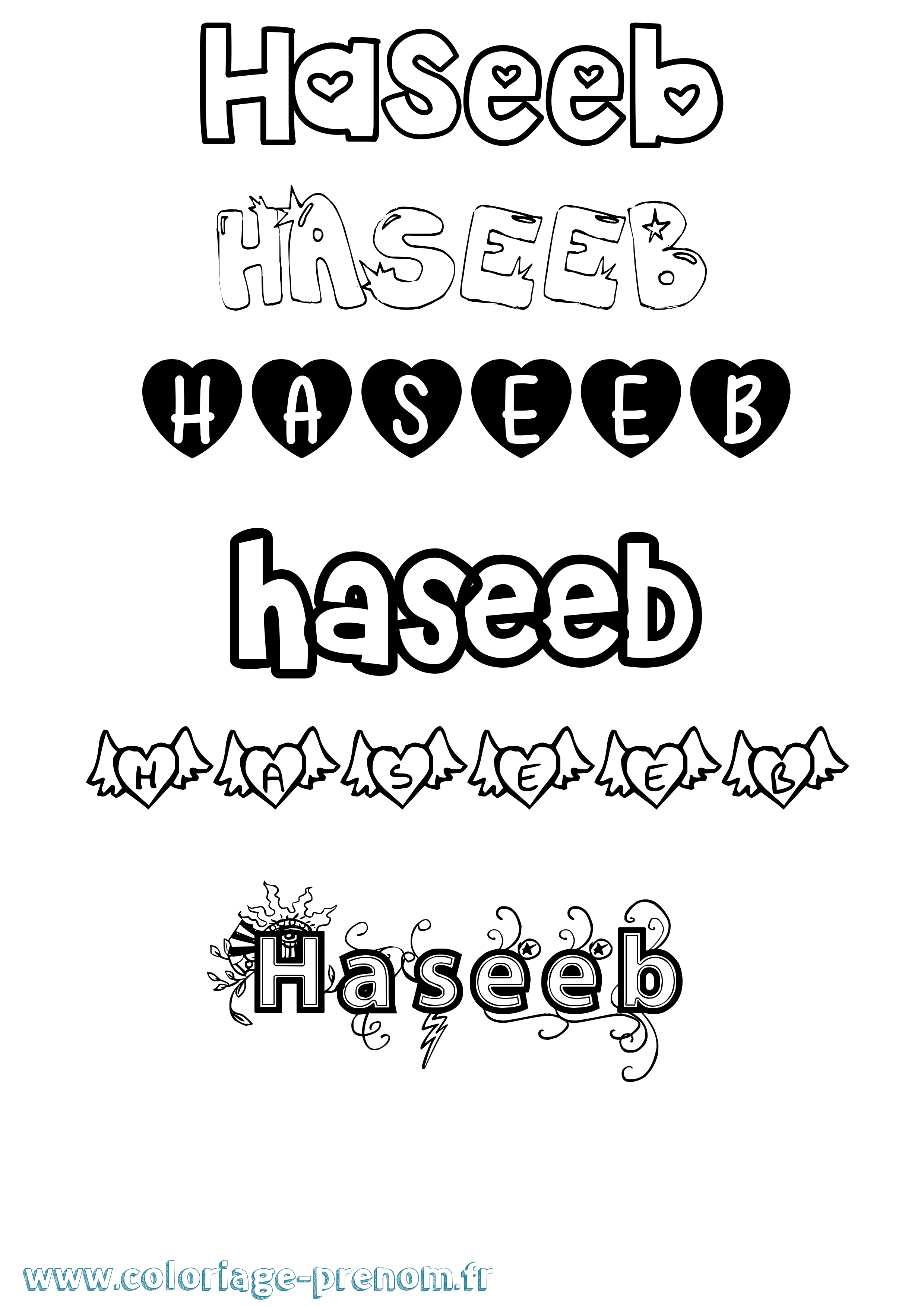 Coloriage Haseeb Girly Coloriage prénom Haseeb Girly